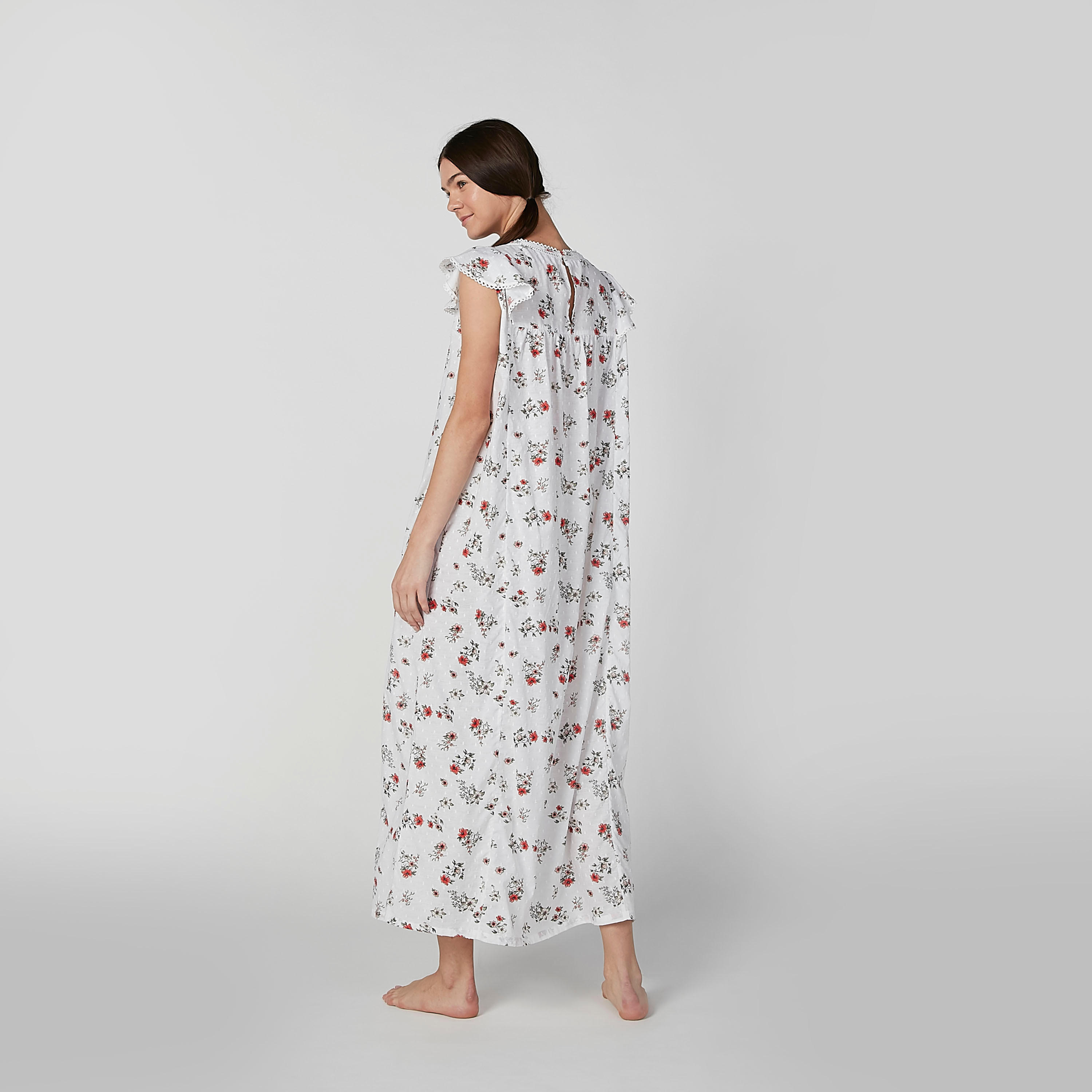 قميص نوم طويل بأكمام كاب كشكش وطبعات-women-clothing-nightwear-nighties-image-4