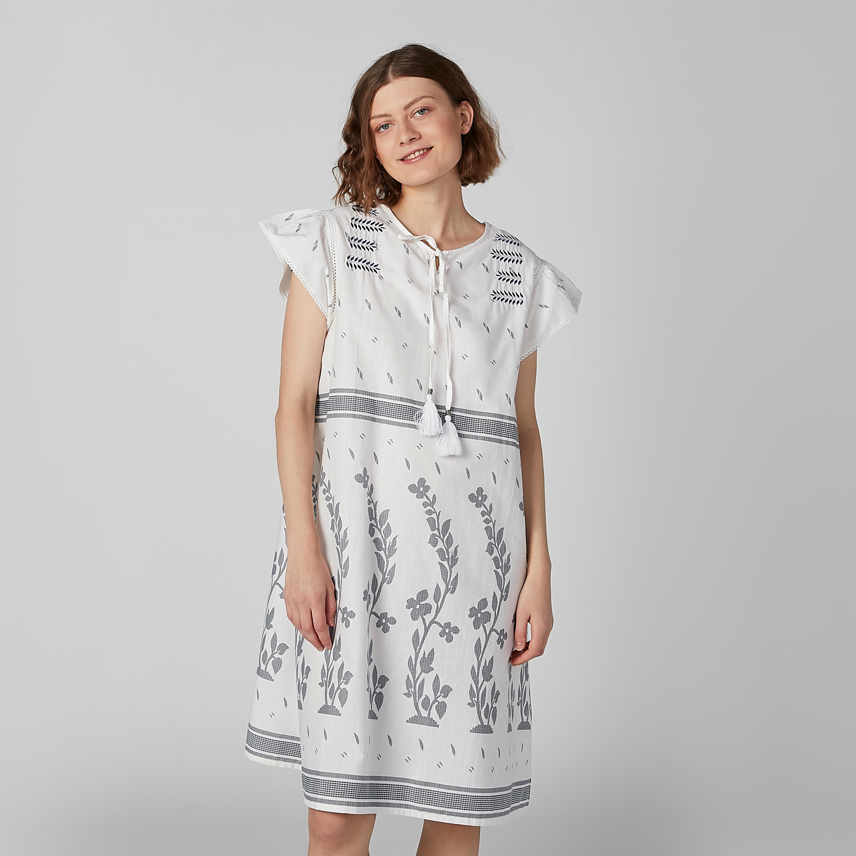 قميص نوم بأكمام كاب وأربطة وطبعات-women-clothing-nightwear-nighties-image-1