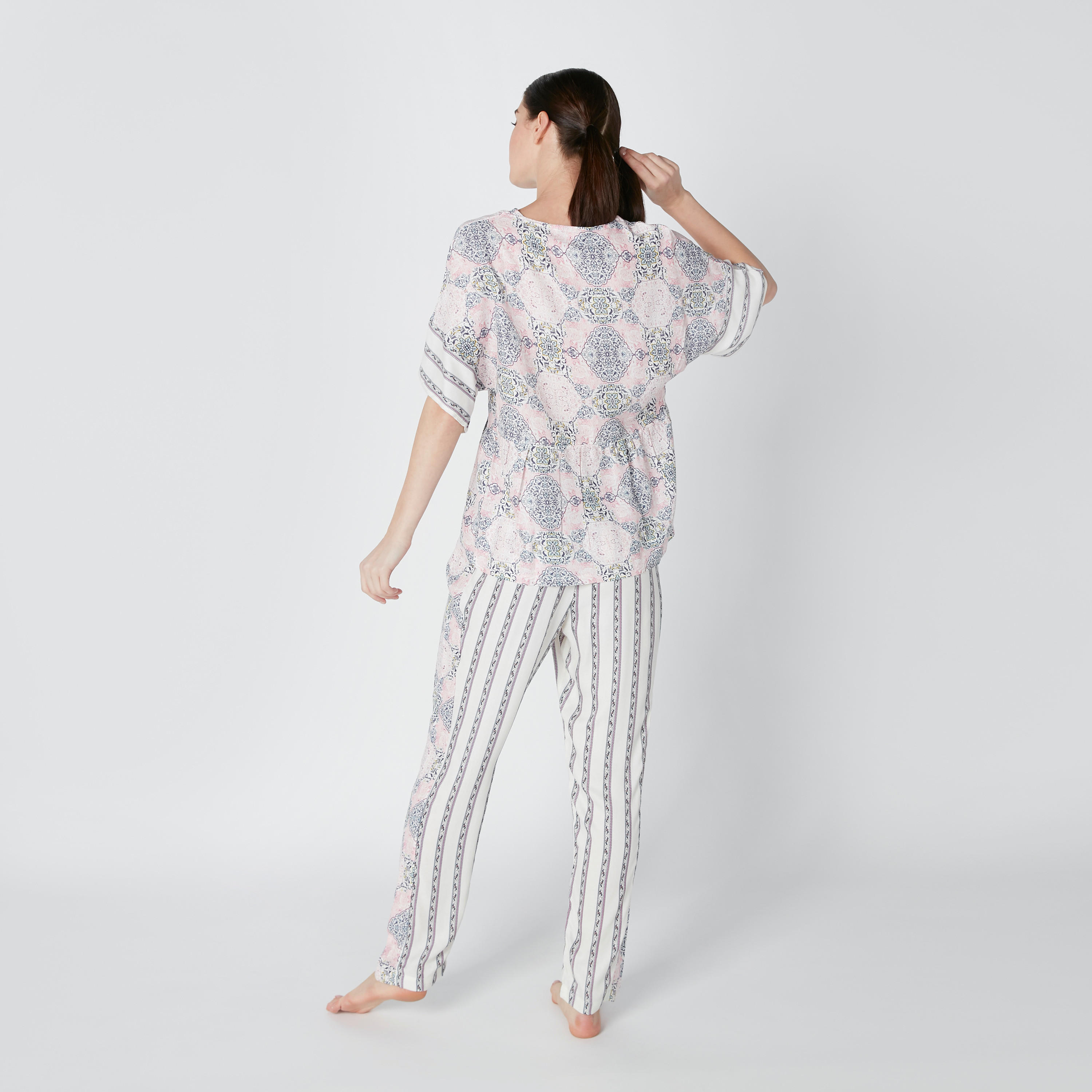 Printed Top and Striped Pyjama Set-women-clothing-nightwear-pyjamas-longsets-image-2