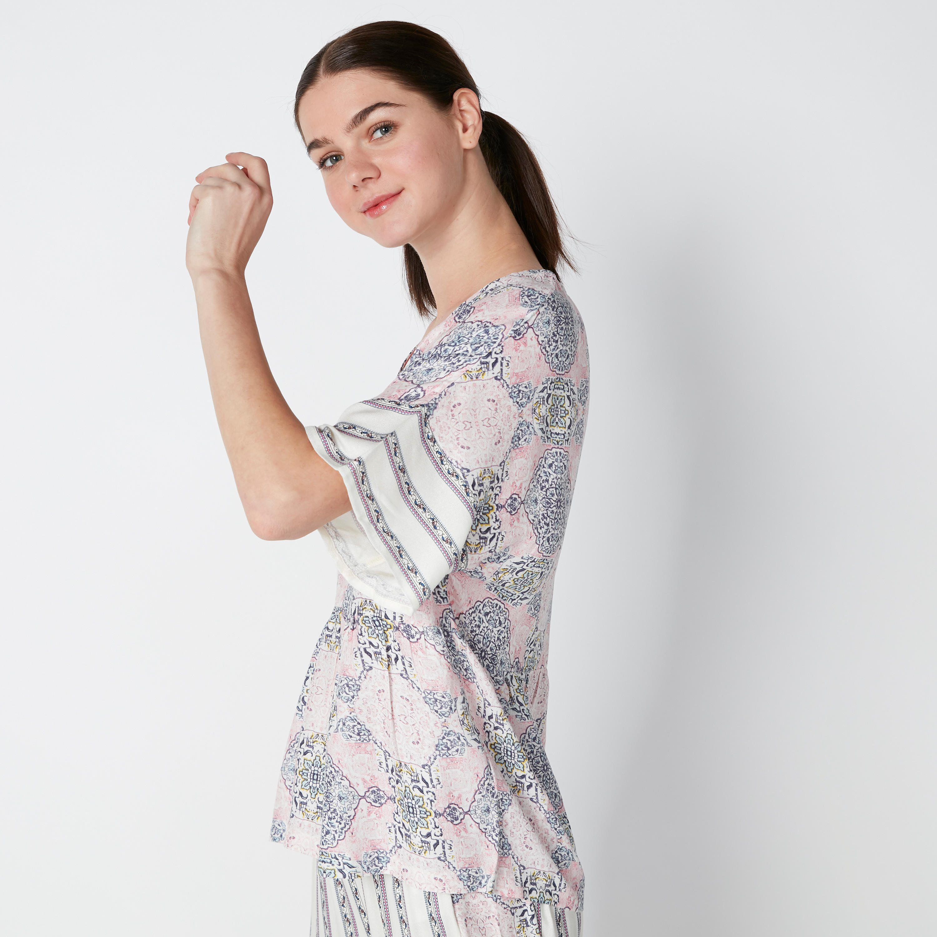 Printed Top and Striped Pyjama Set-women-clothing-nightwear-pyjamas-longsets-image-5