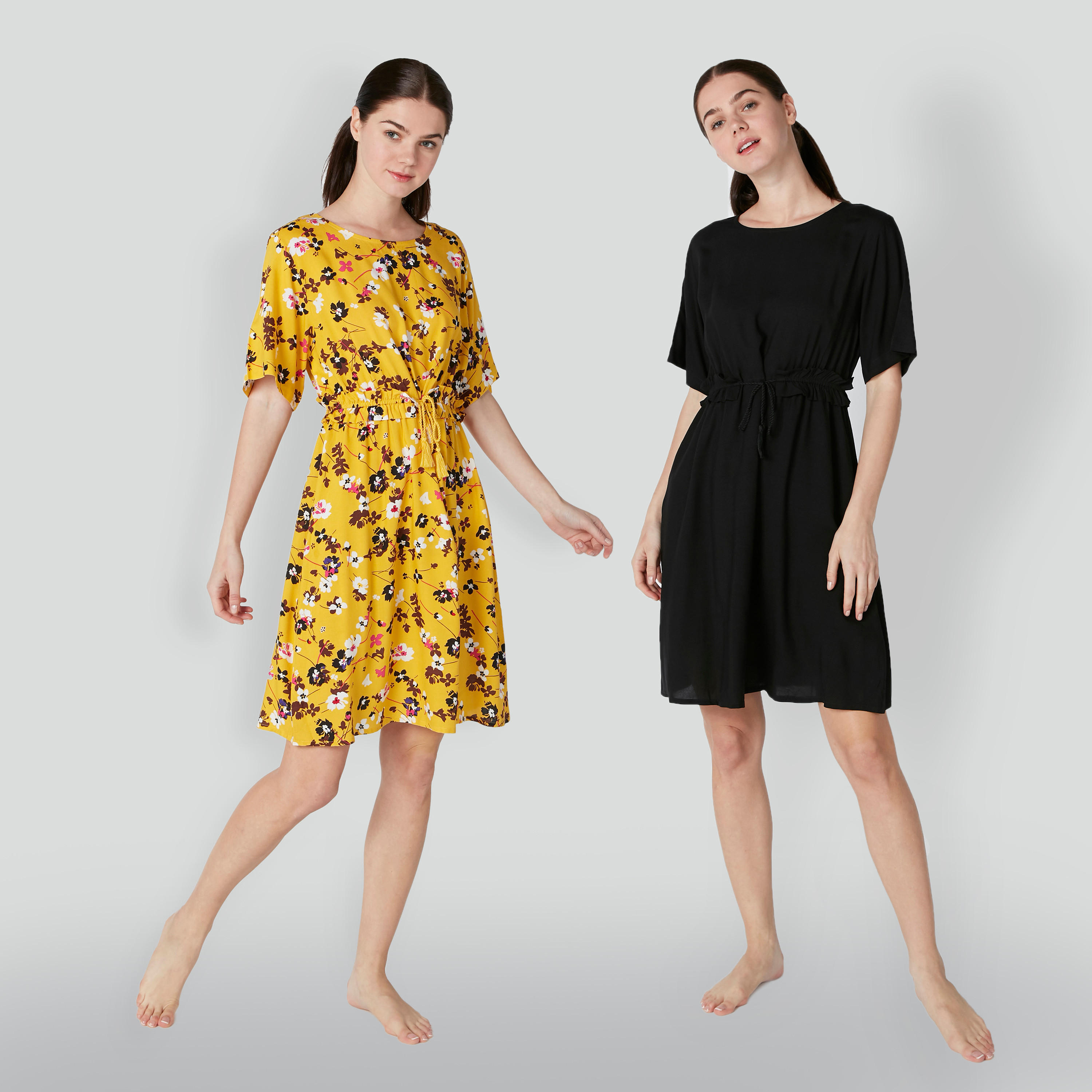 قميص نوم بأكمام قصيرة ورباط - طقم من قطعتين-women-clothing-nightwear-nighties-image-1