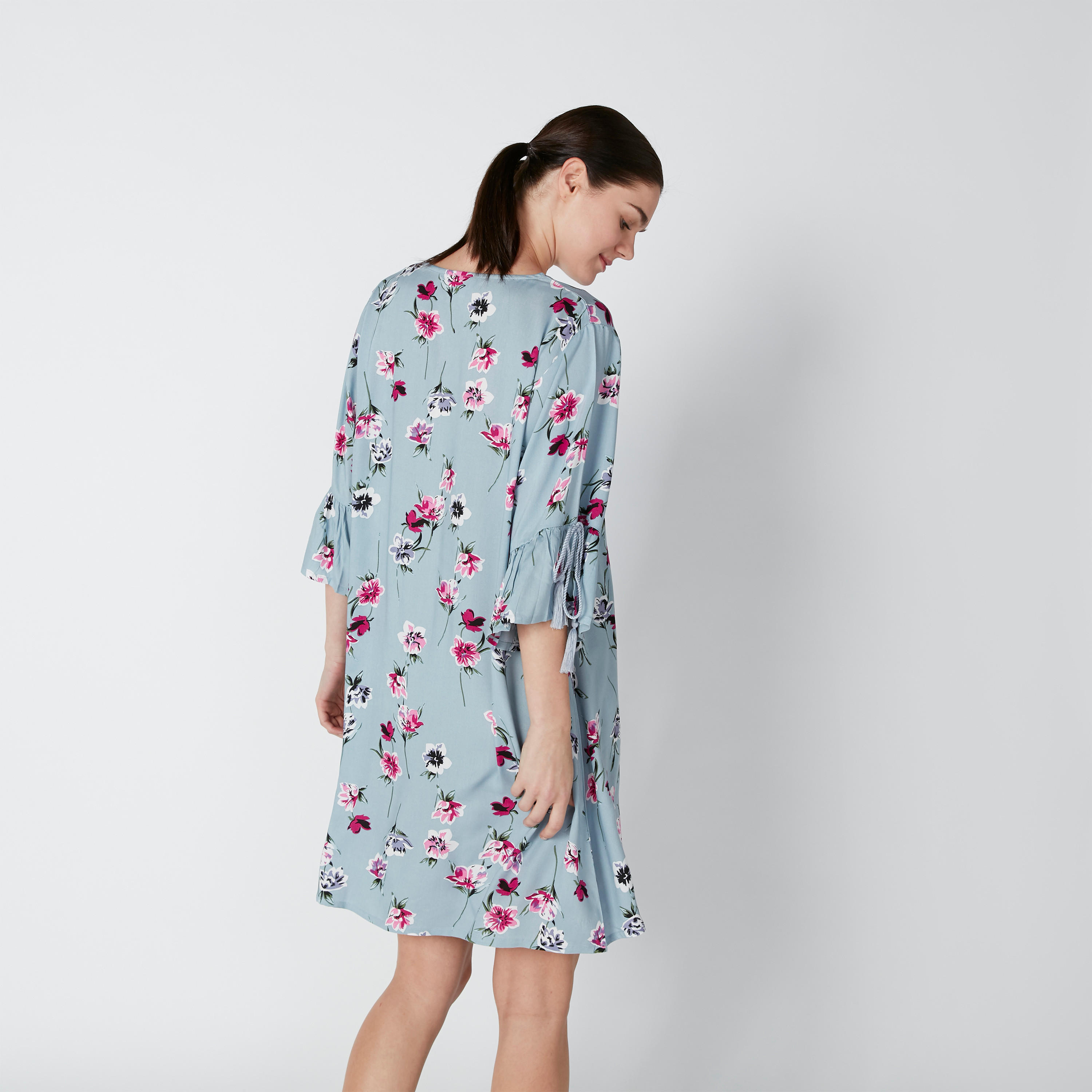 V-Neck Sleep Dress with Tie Ups and 3/4 Sleeves - Set of 2-women-clothing-nightwear-nighties-image-3
