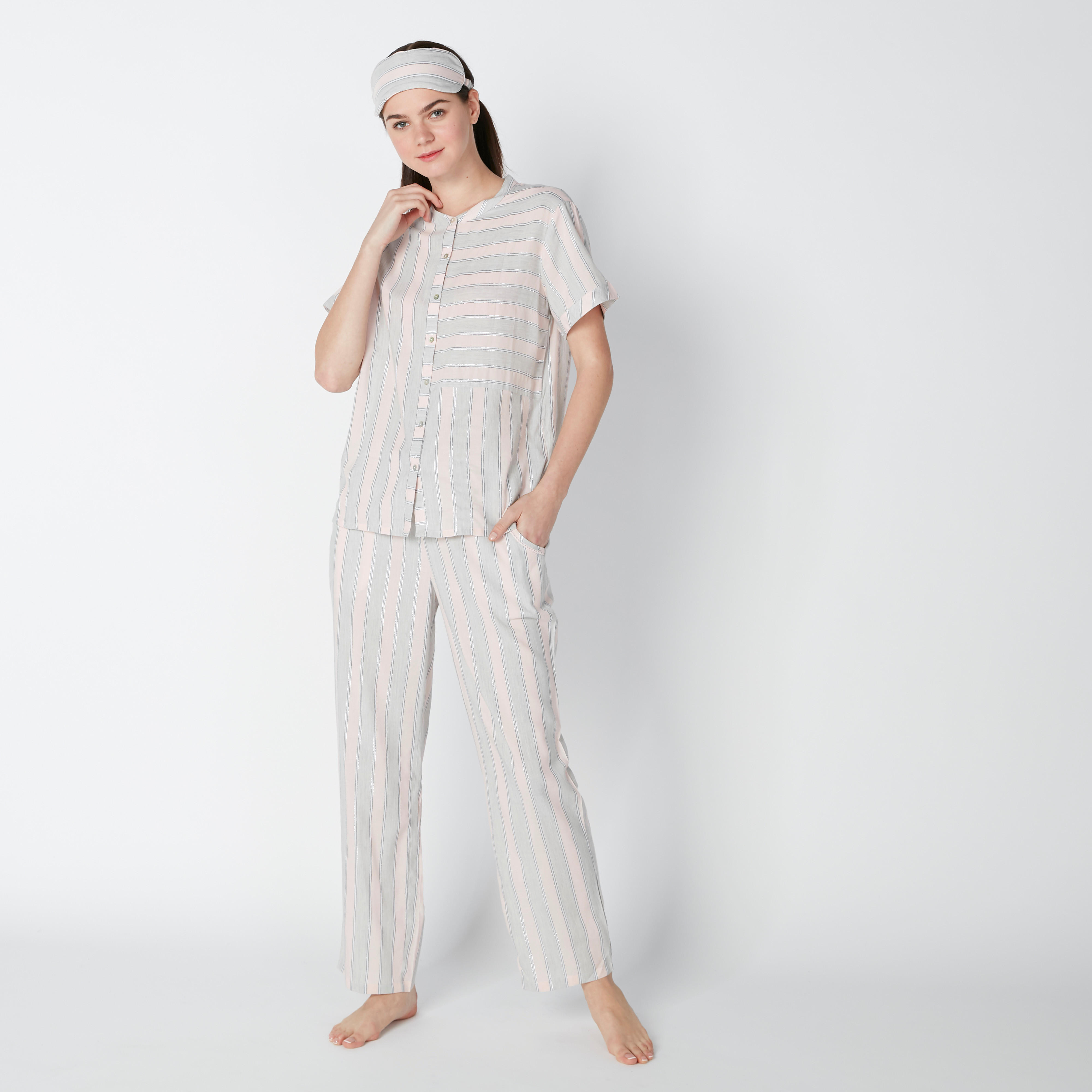 Striped 3-Piece Nightwear Set-women-clothing-nightwear-pyjamas-longsets-image-1