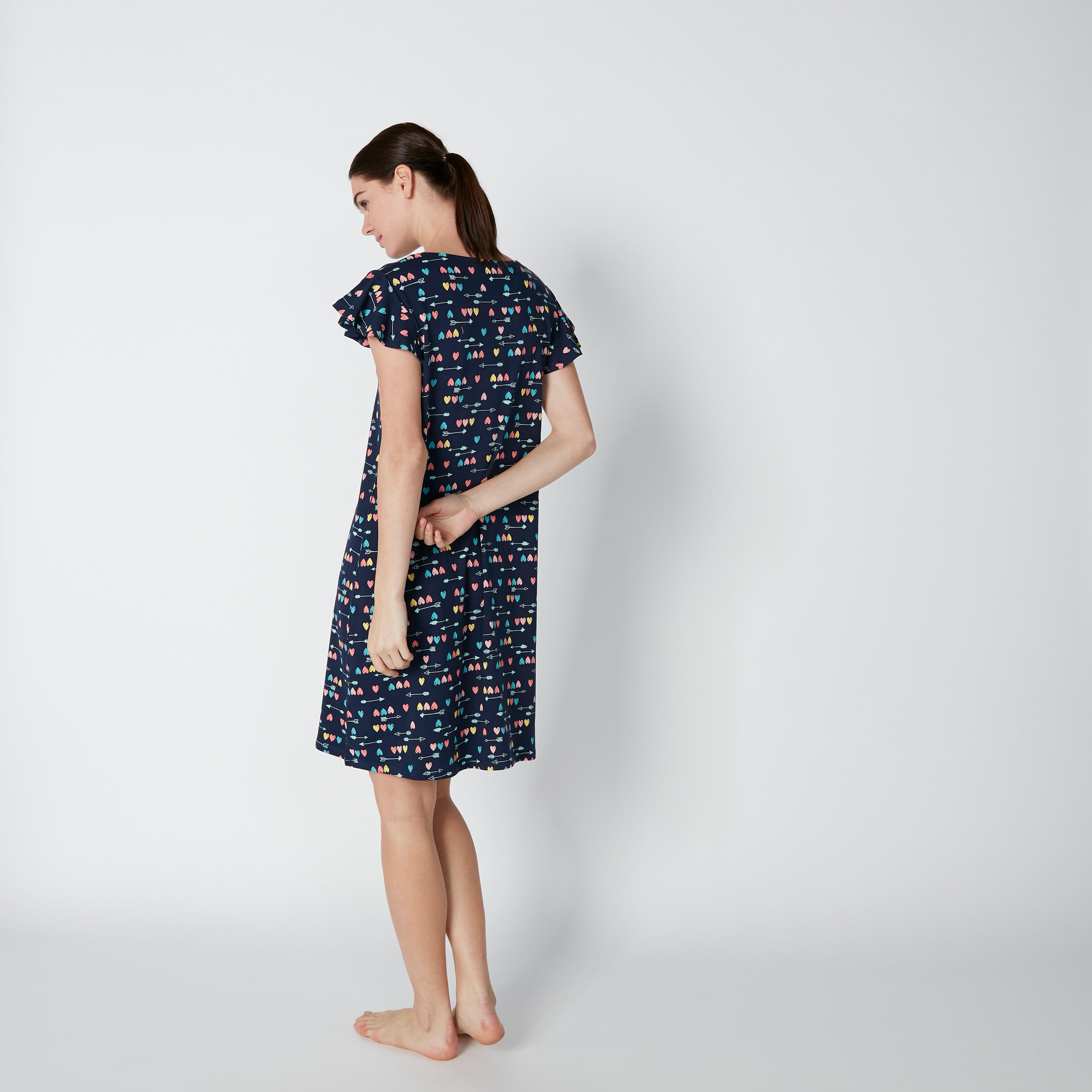 قميص نوم بياقة مستديرة وطبعات - طقم من قطعتين-women-clothing-nightwear-nighties-image-5
