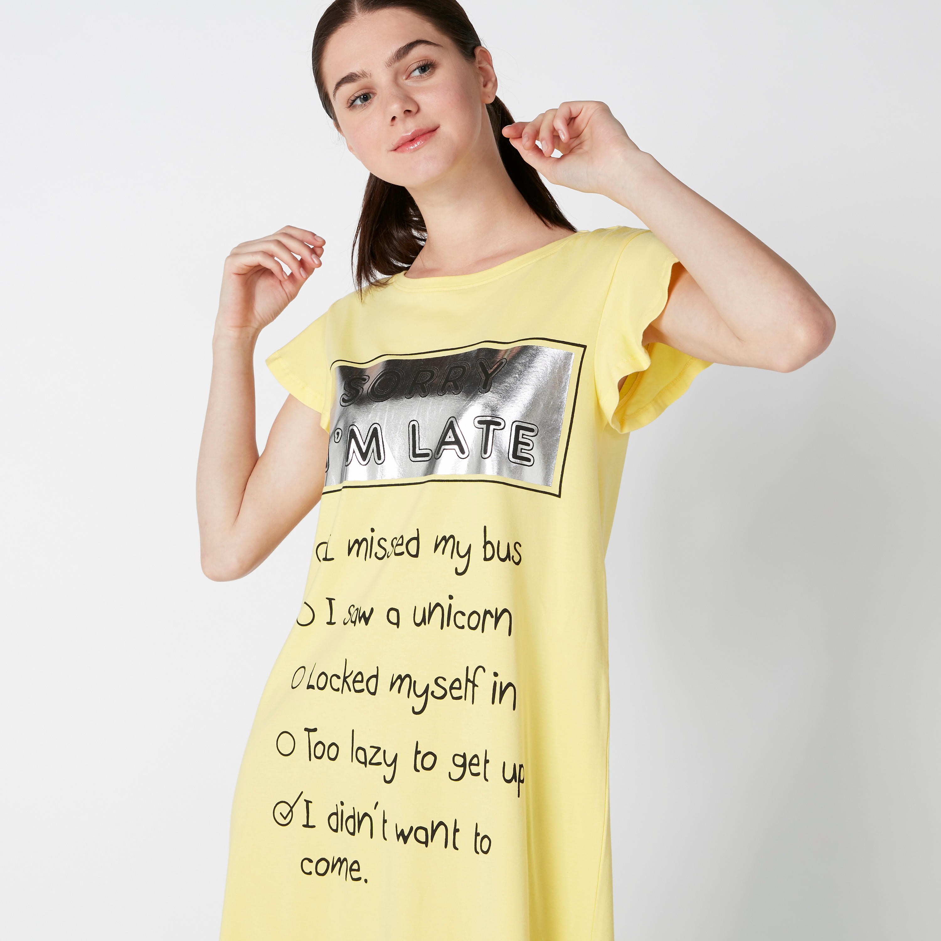 قميص نوم بياقة مستديرة وطبعات - طقم من قطعتين-women-clothing-nightwear-nighties-image-6