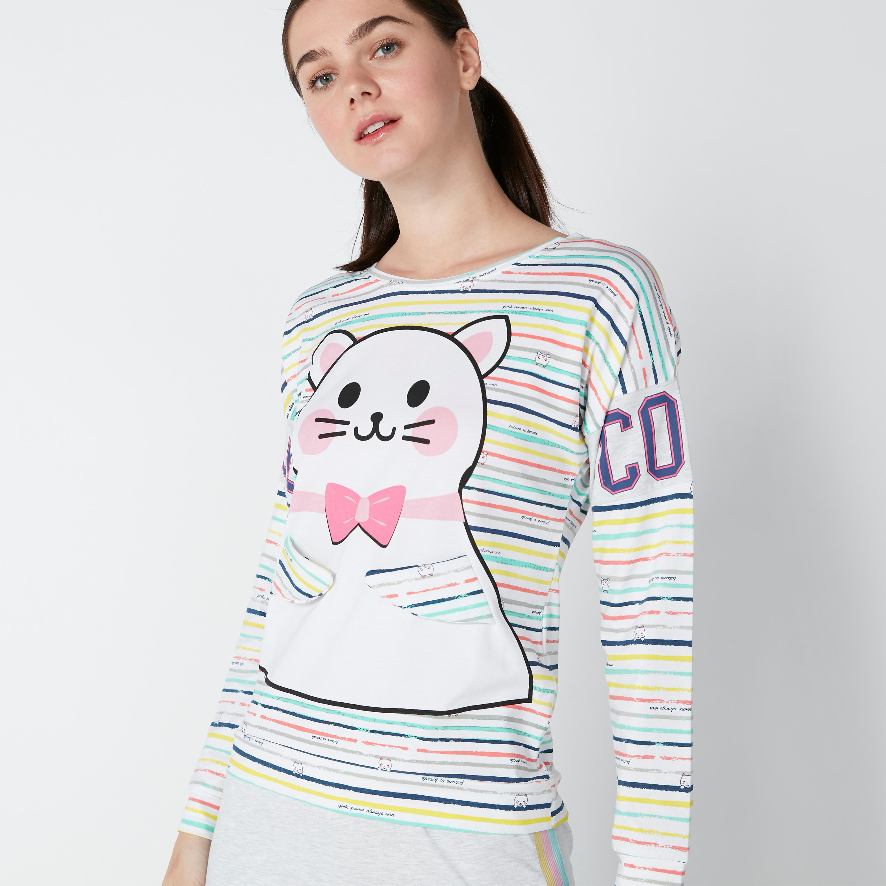 طقم مستدام من بنطلون رياضي وسويت شيرت مقلّم بأكمام طويلة-women-clothing-nightwear-pyjamas-longsets-image-5