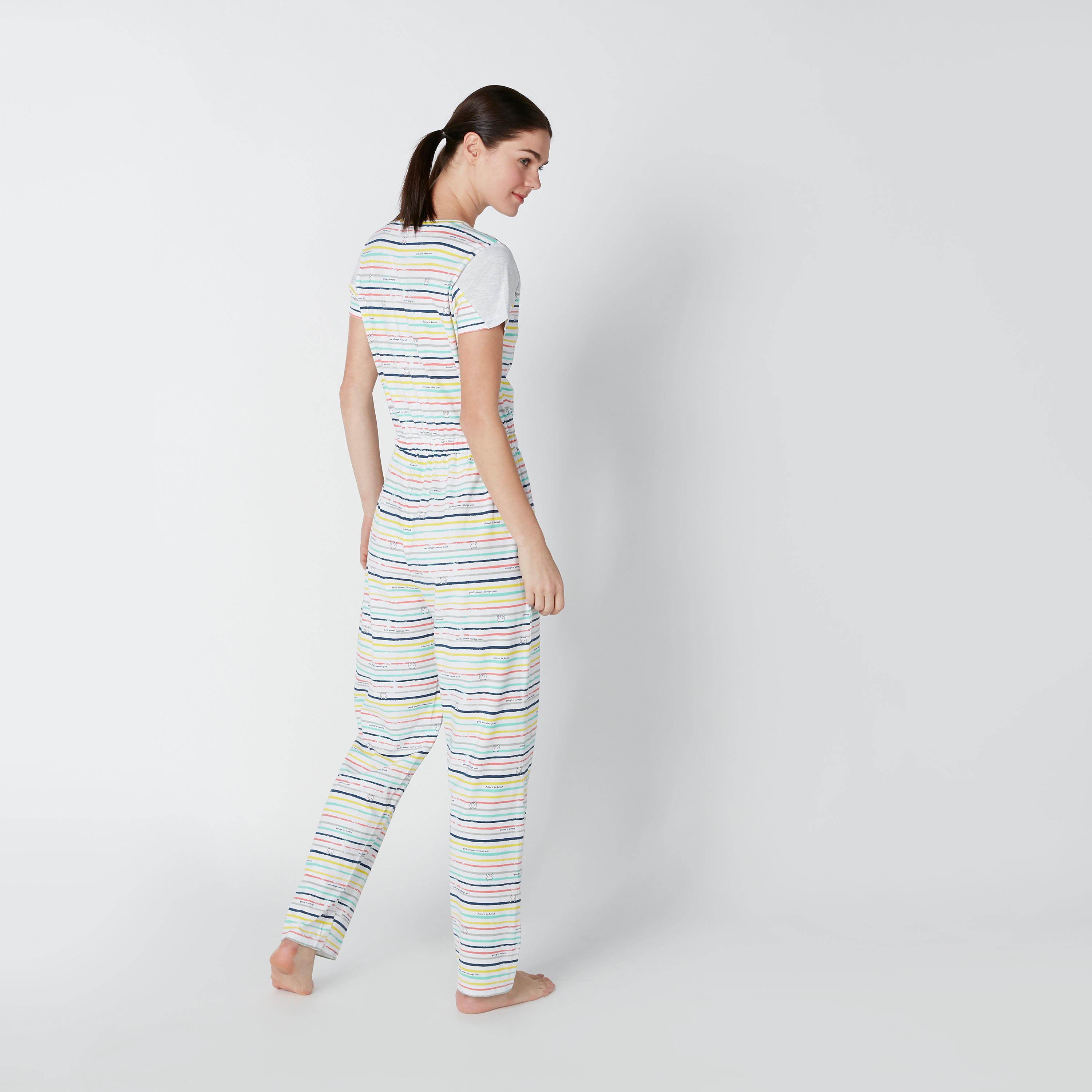 أفرول مستدام مقلّم بسحّاب إغلاق ورباط-women-clothing-nightwear-nighties-image-2
