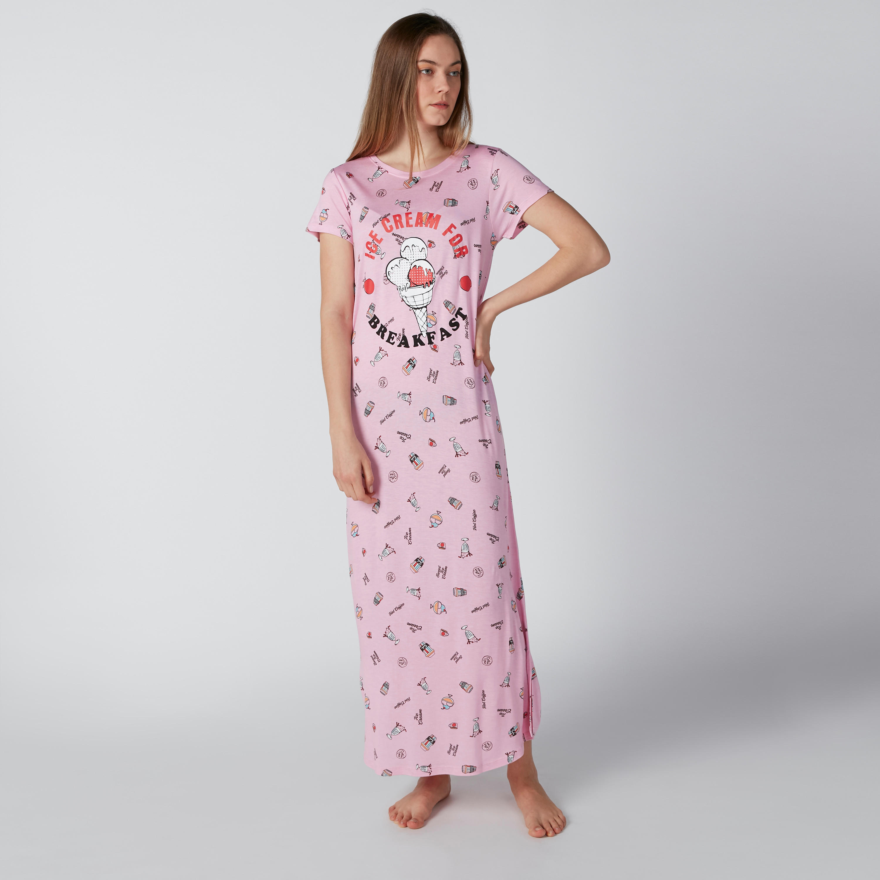 قميص نوم بياقة مستديرة وأكمام قصيرة وطبعات-women-clothing-nightwear-nighties-image-1