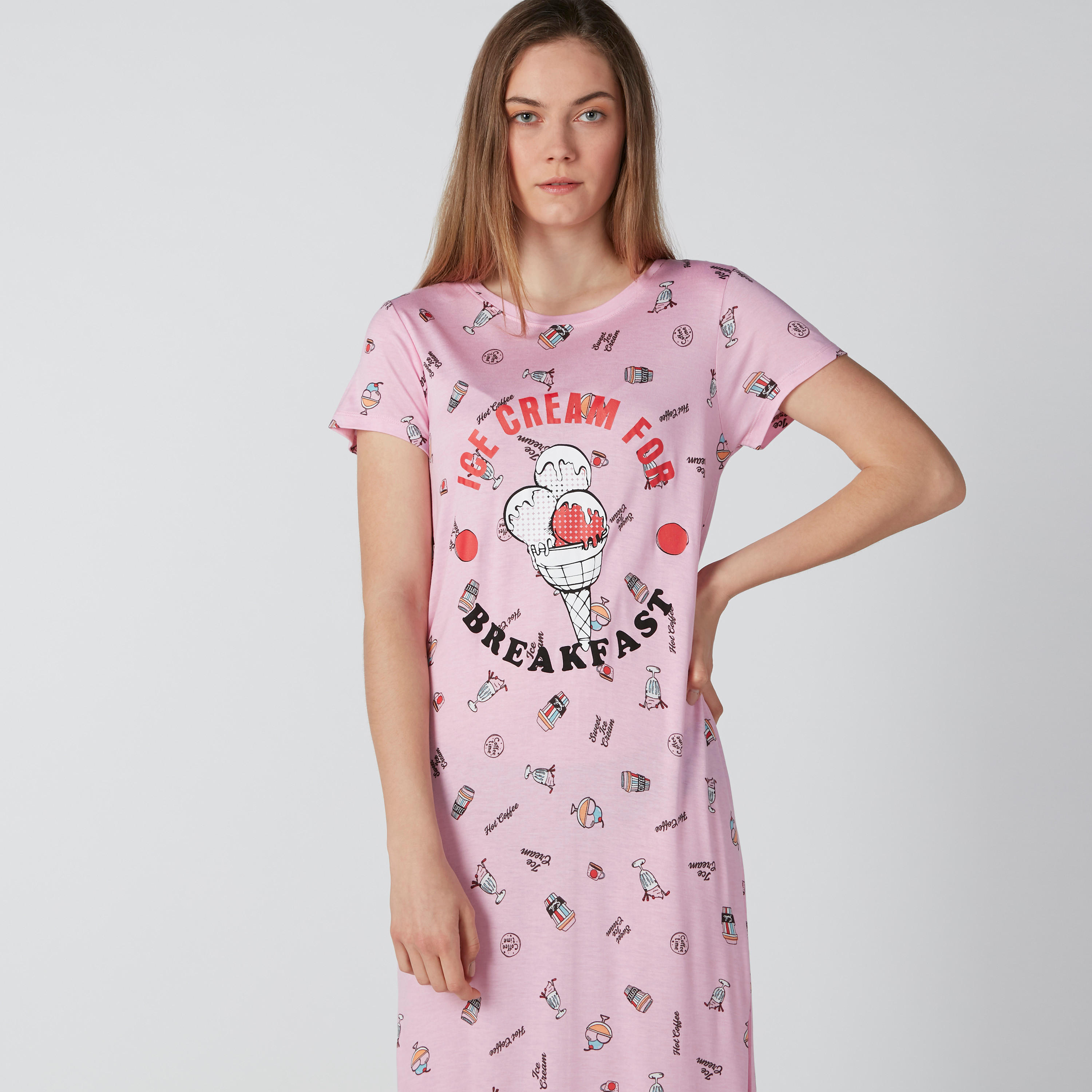 قميص نوم بياقة مستديرة وأكمام قصيرة وطبعات-women-clothing-nightwear-nighties-image-3