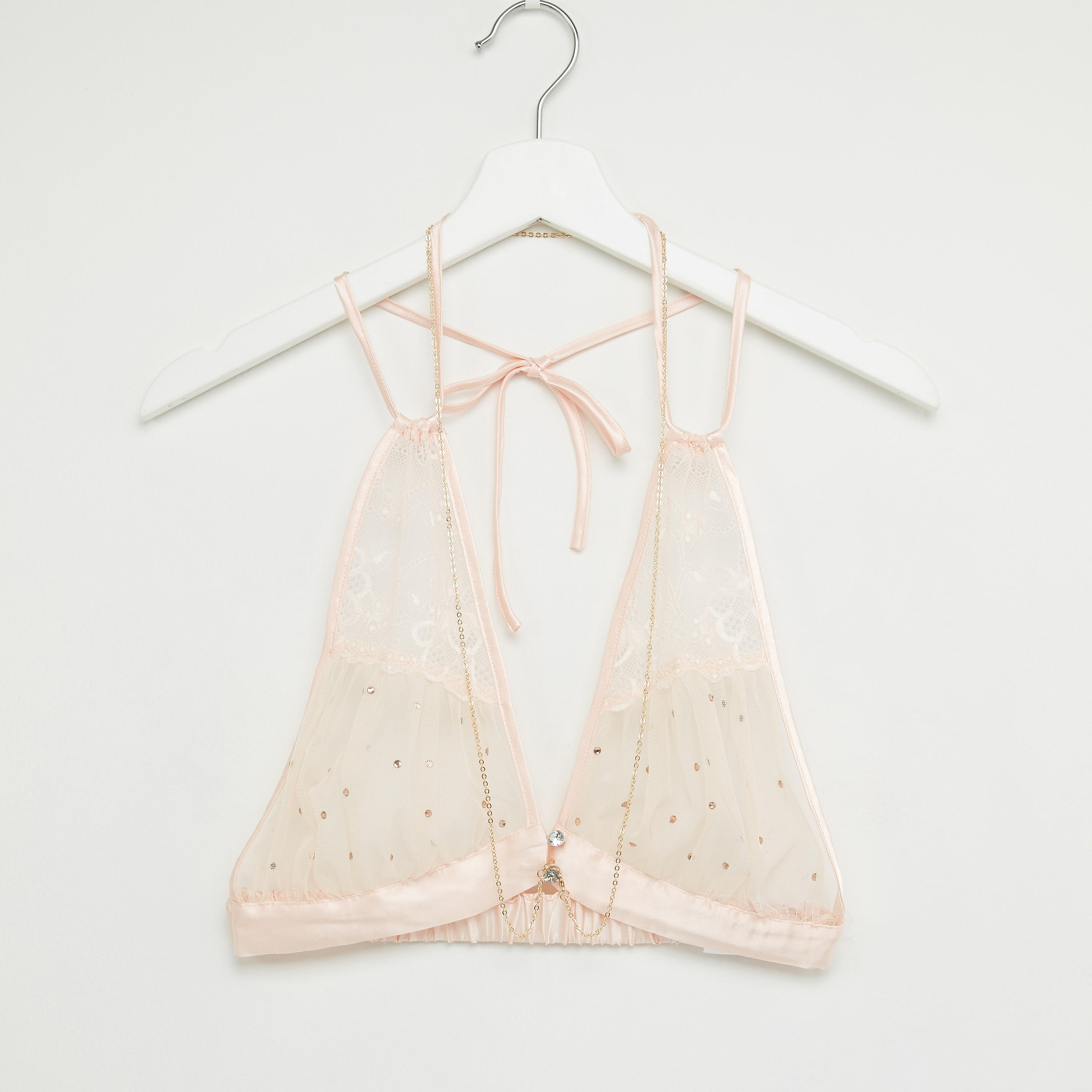 طقم تنورة مطّاطية وصدريّة مزيّنة بياقة هالتر-women-clothing-nightwear-pyjamas-longsets-image-2