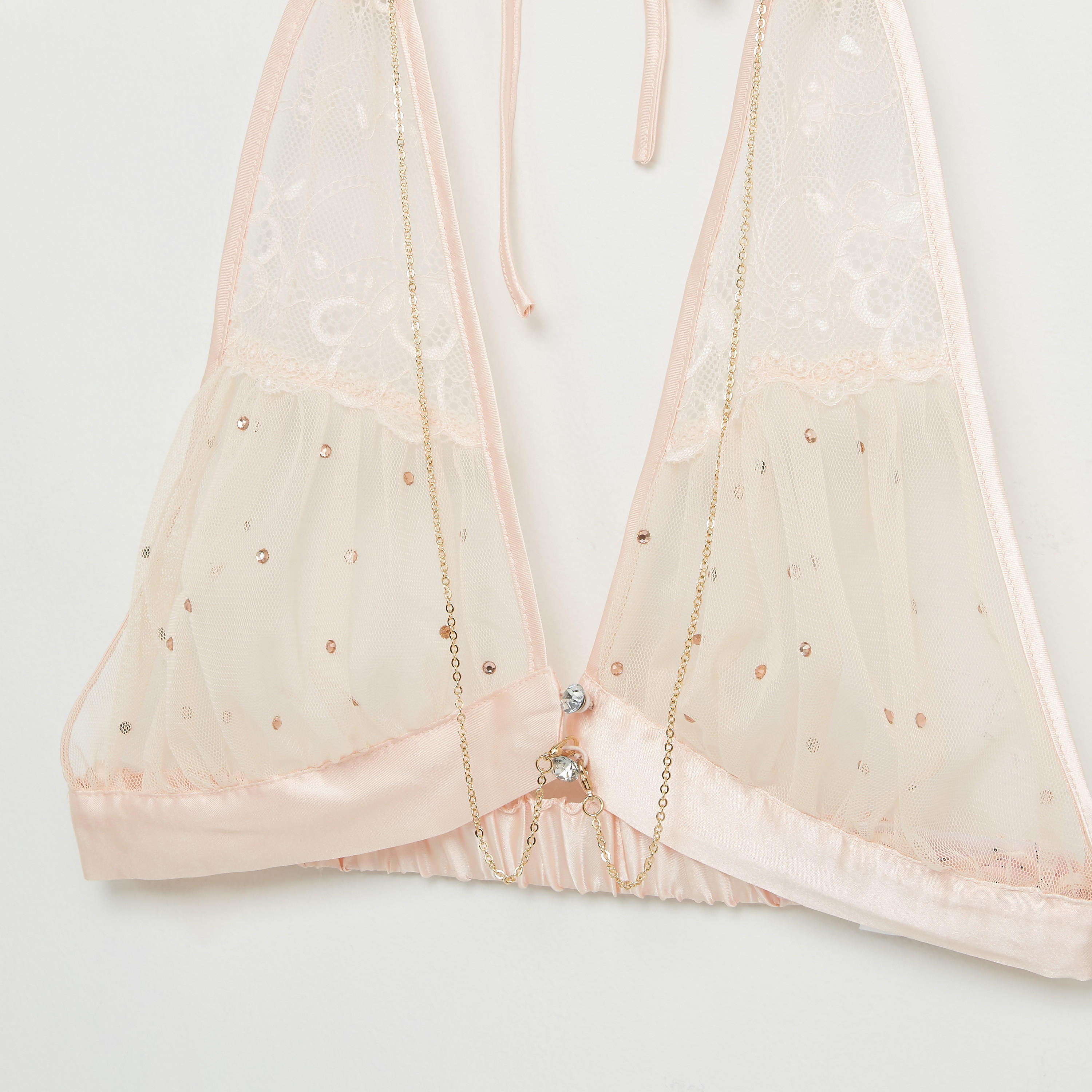 طقم تنورة مطّاطية وصدريّة مزيّنة بياقة هالتر-women-clothing-nightwear-pyjamas-longsets-image-4