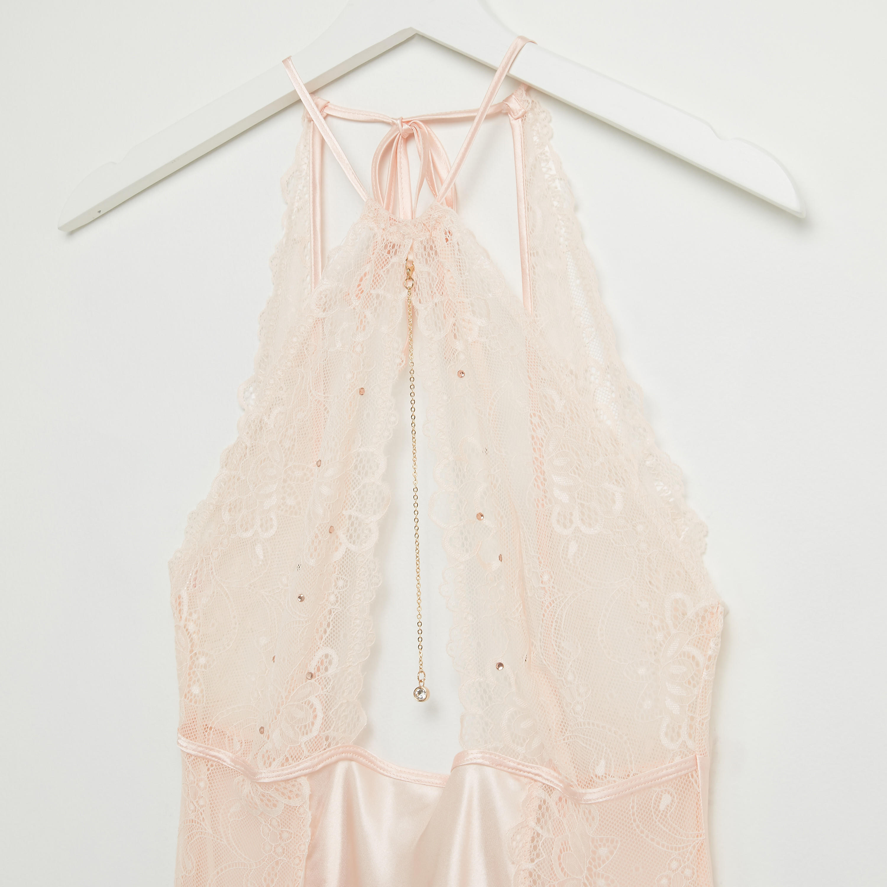 قميص نوم طويل بتفاصيل دانتيل مع ثونج-women-clothing-nightwear-nighties-image-4