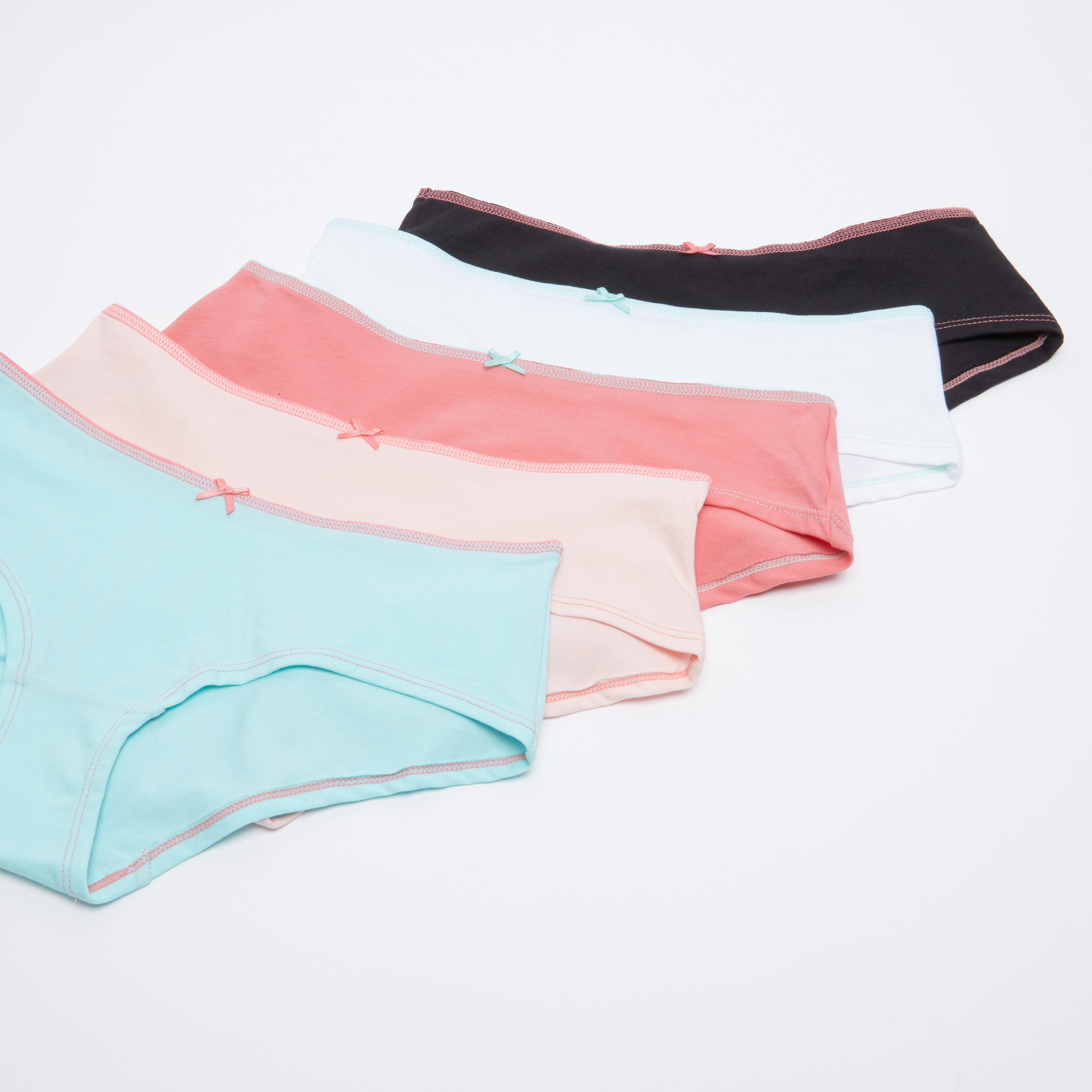 سراويل داخلية سادة مزيّنة بفيونكة - طقم من 5 قطع-women-clothing-lingerie-panties-image-1