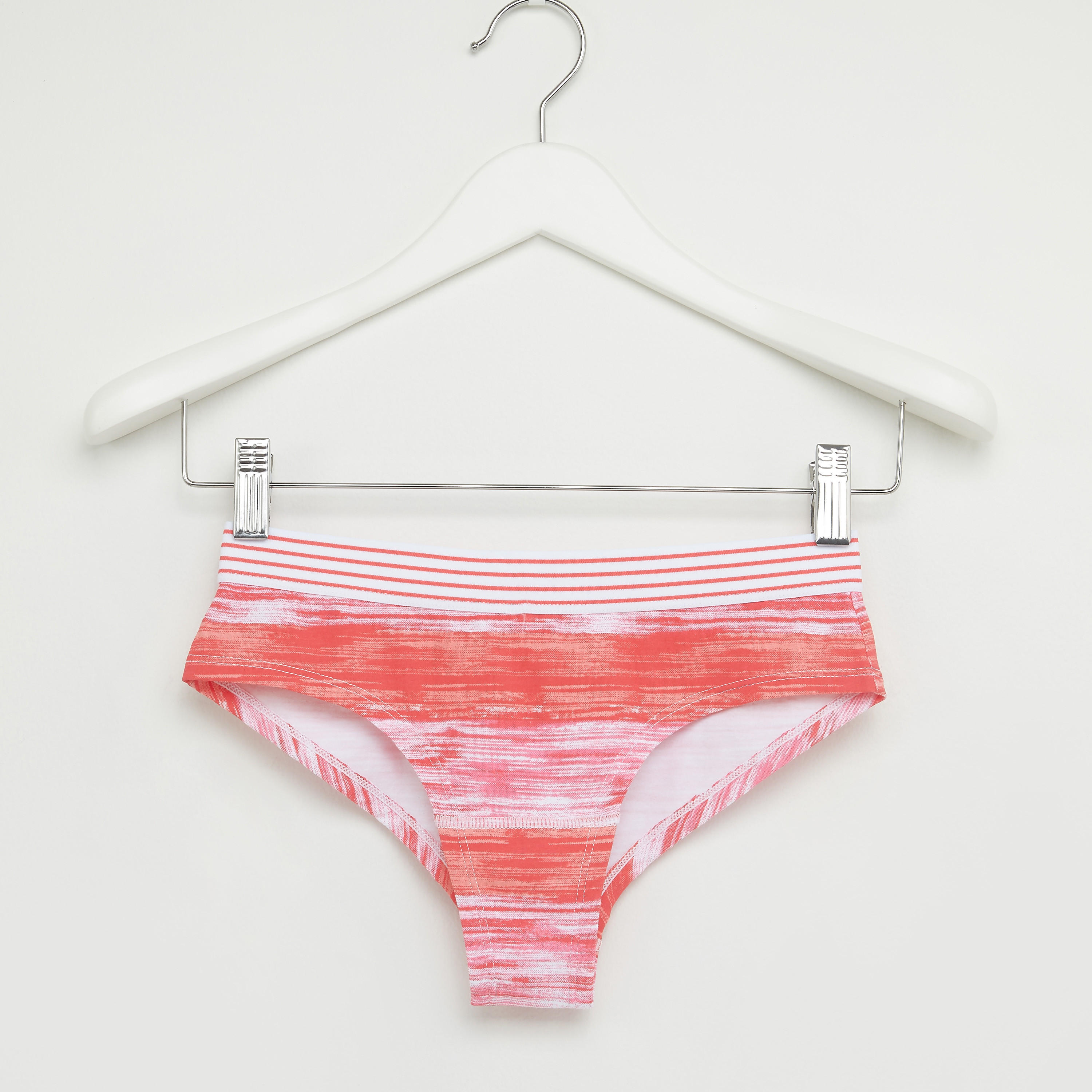Printed Bikini Briefs with Striped Elasticised Waistband-women-clothing-lingerie-panties-image-1