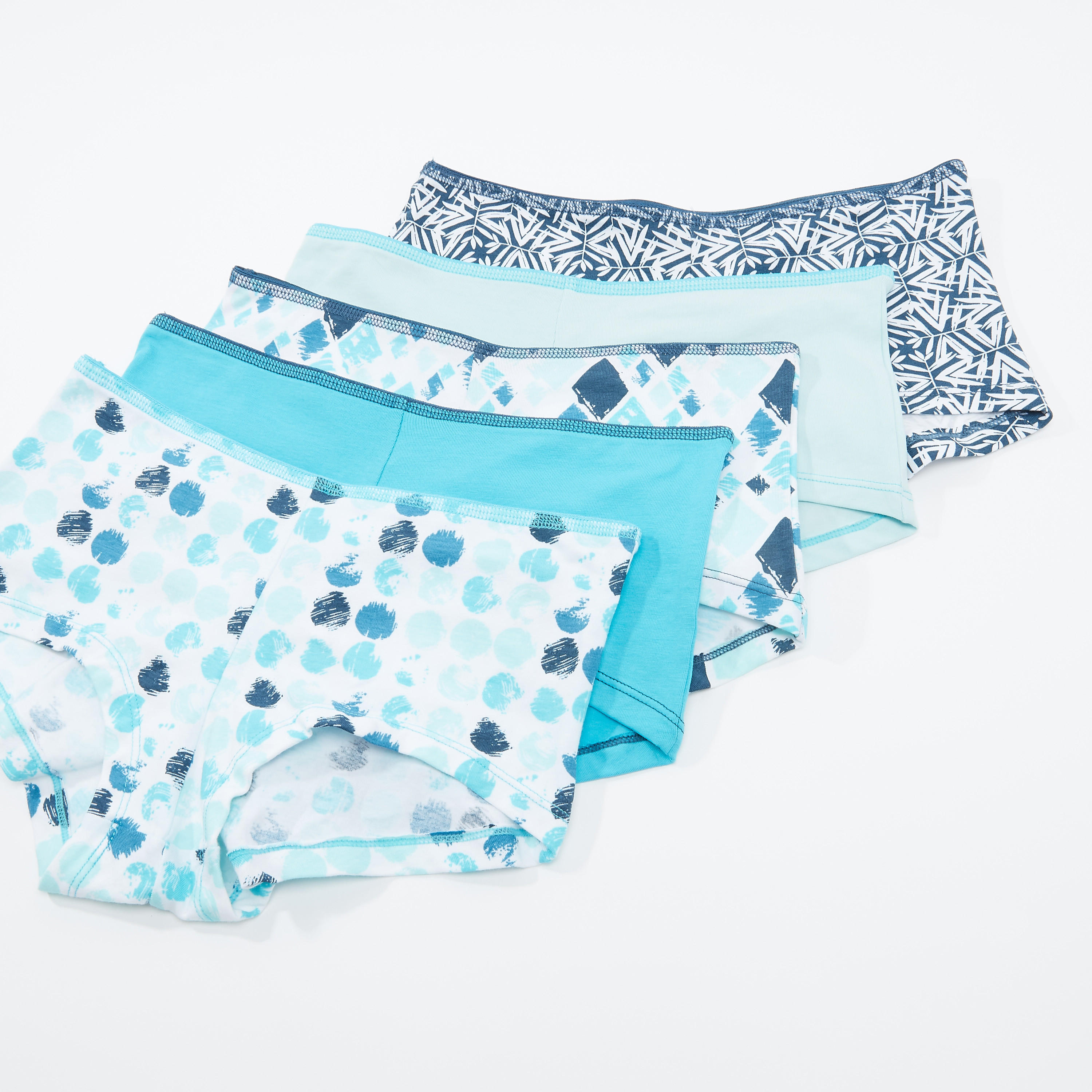 سراويل داخلية بوي شورت متنوعة بخصر مطّاطي - طقم من 5 قطع-women-clothing-lingerie-panties-image-1