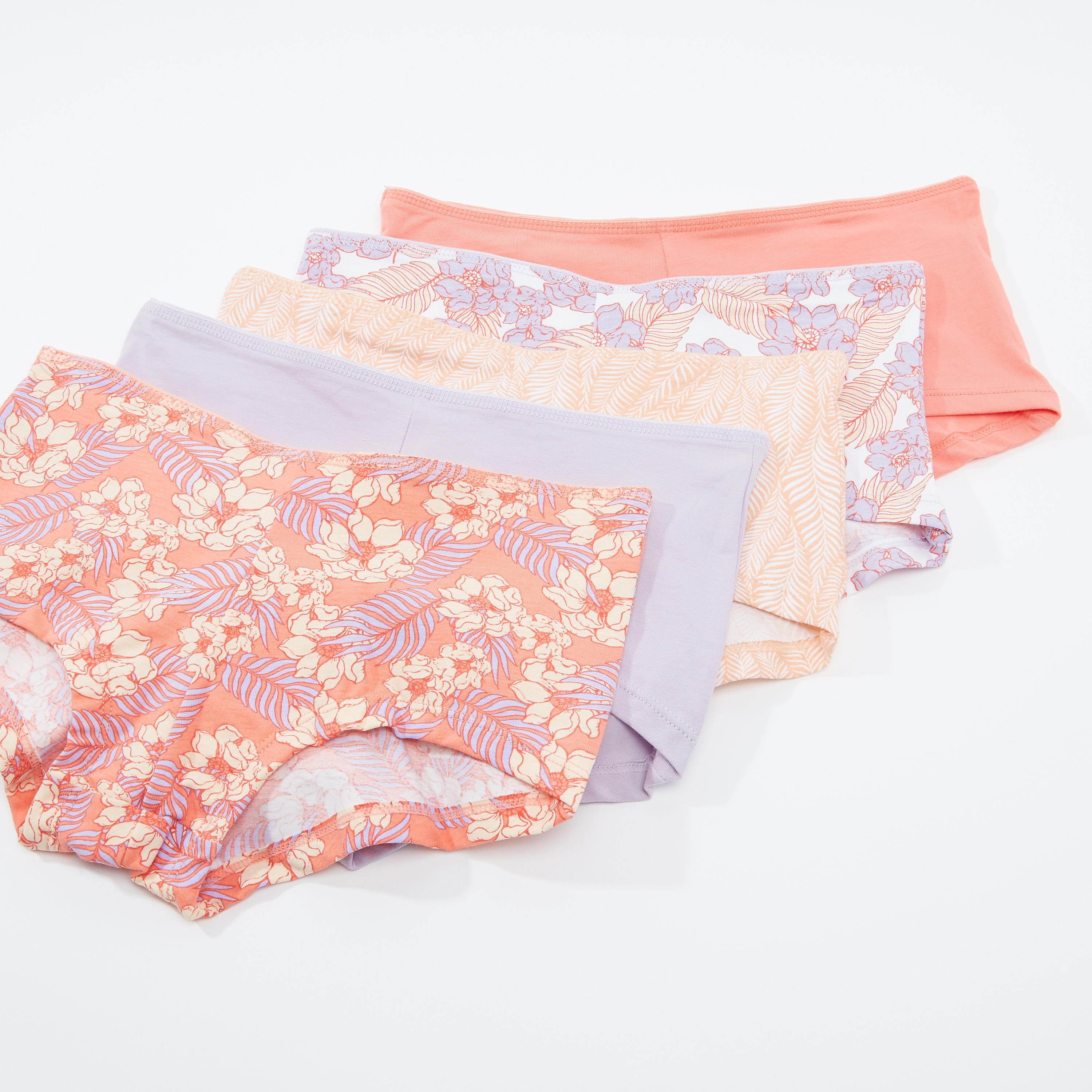 سراويل داخلية بوي شورت متنوعة بخصر مطّاطي - طقم من 5 قطع-women-clothing-lingerie-panties-image-1