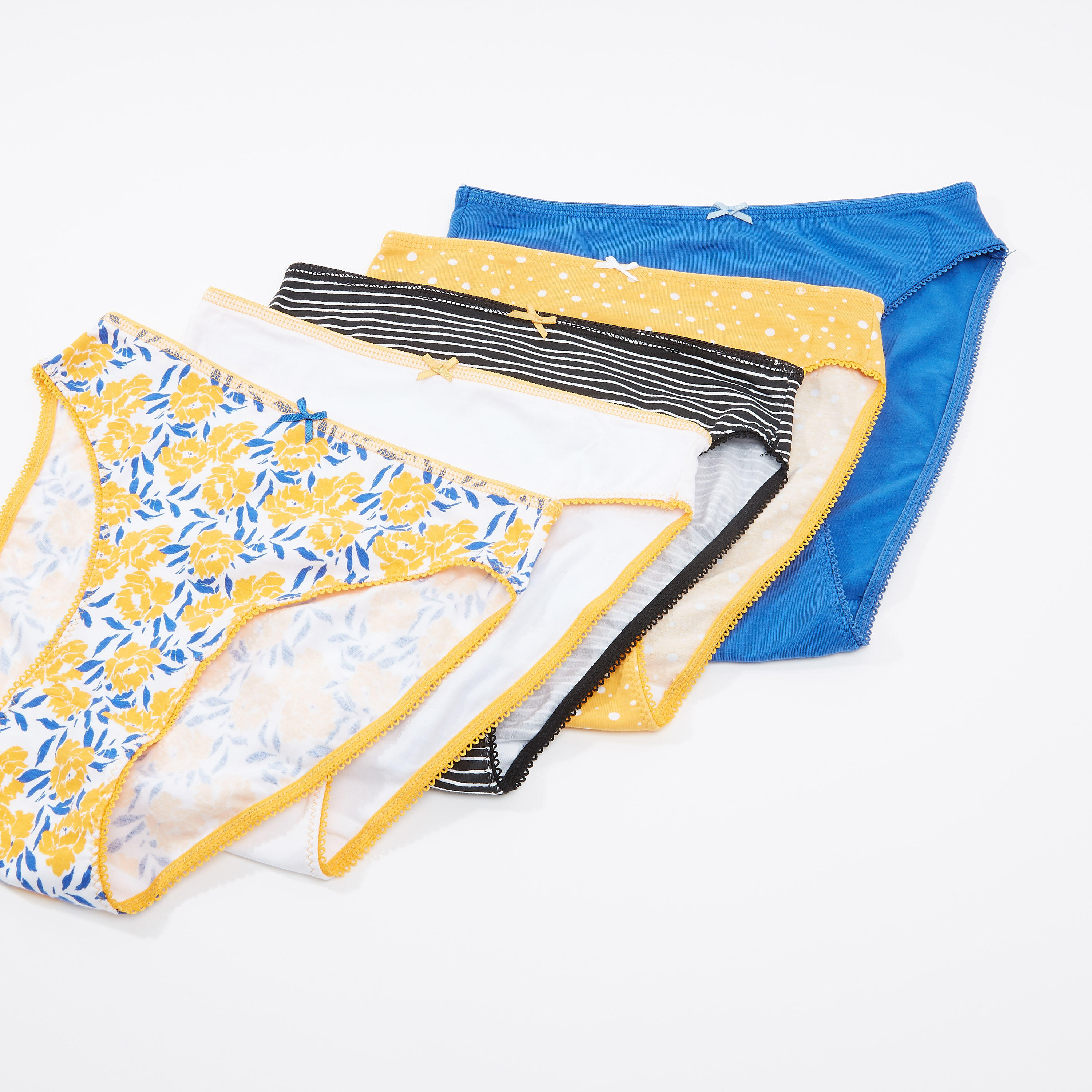 سراويل داخلية كلاسيكية متنوعة بخصر مطّاطي - طقم من 5 قطع-women-clothing-lingerie-panties-image-1
