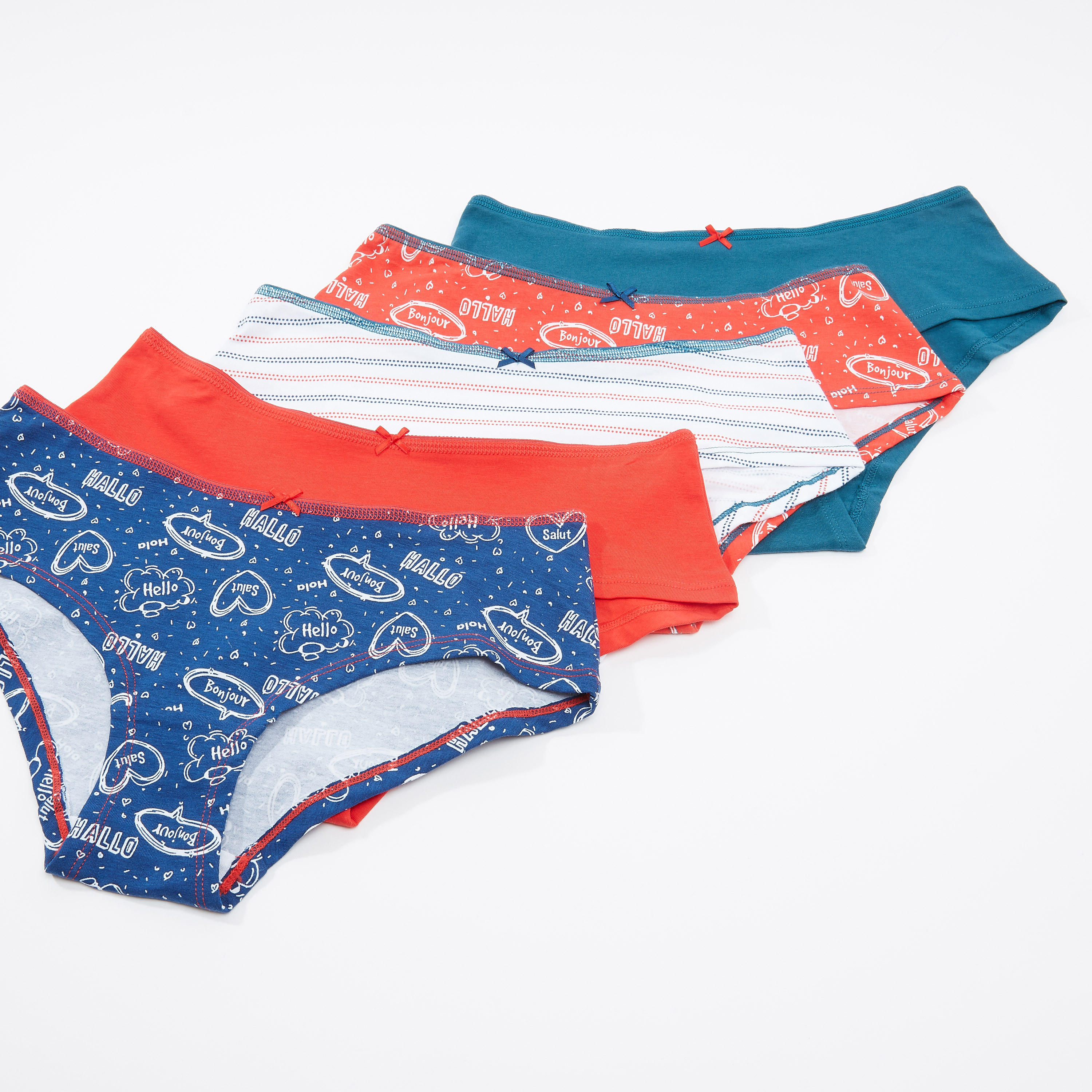 سراويل داخلية متنوعة بخصر مطّاطي - طقم من 5 قطع-women-clothing-lingerie-panties-image-1