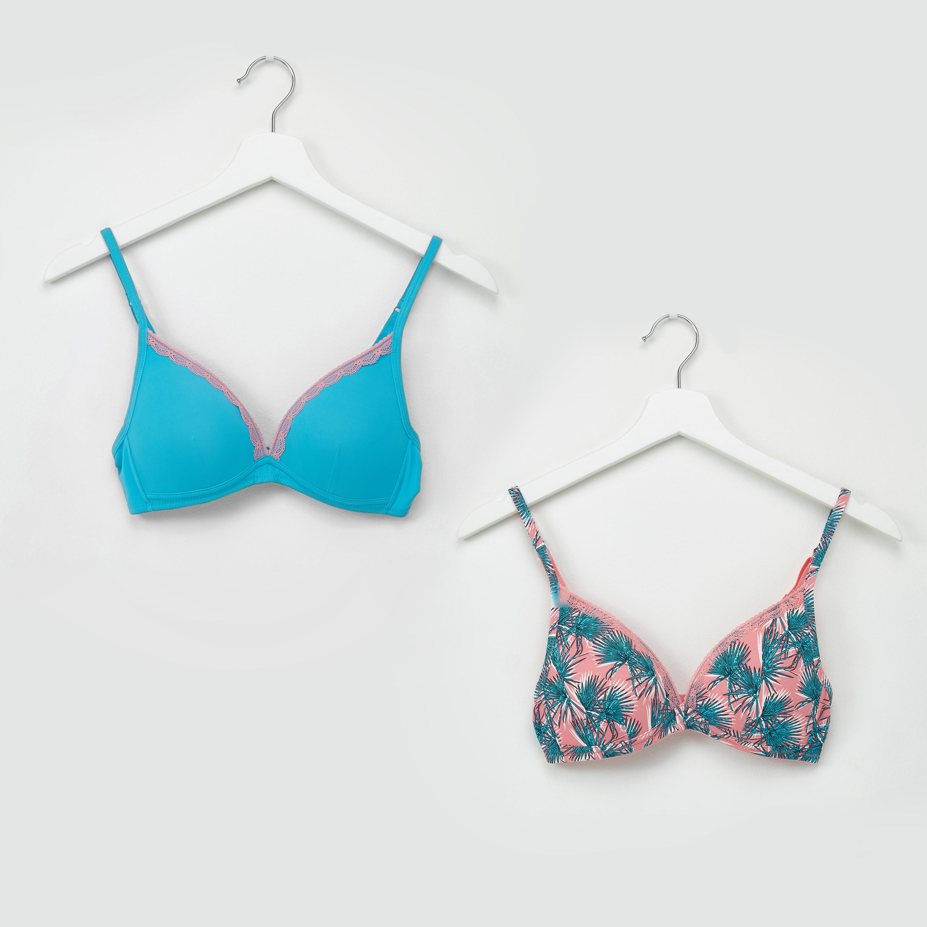 صدريّة تيشيرت ببطانة خفيفة وتفاصيل دانتيل - طقم من قطعتين-women-clothing-lingerie-bras-image-1