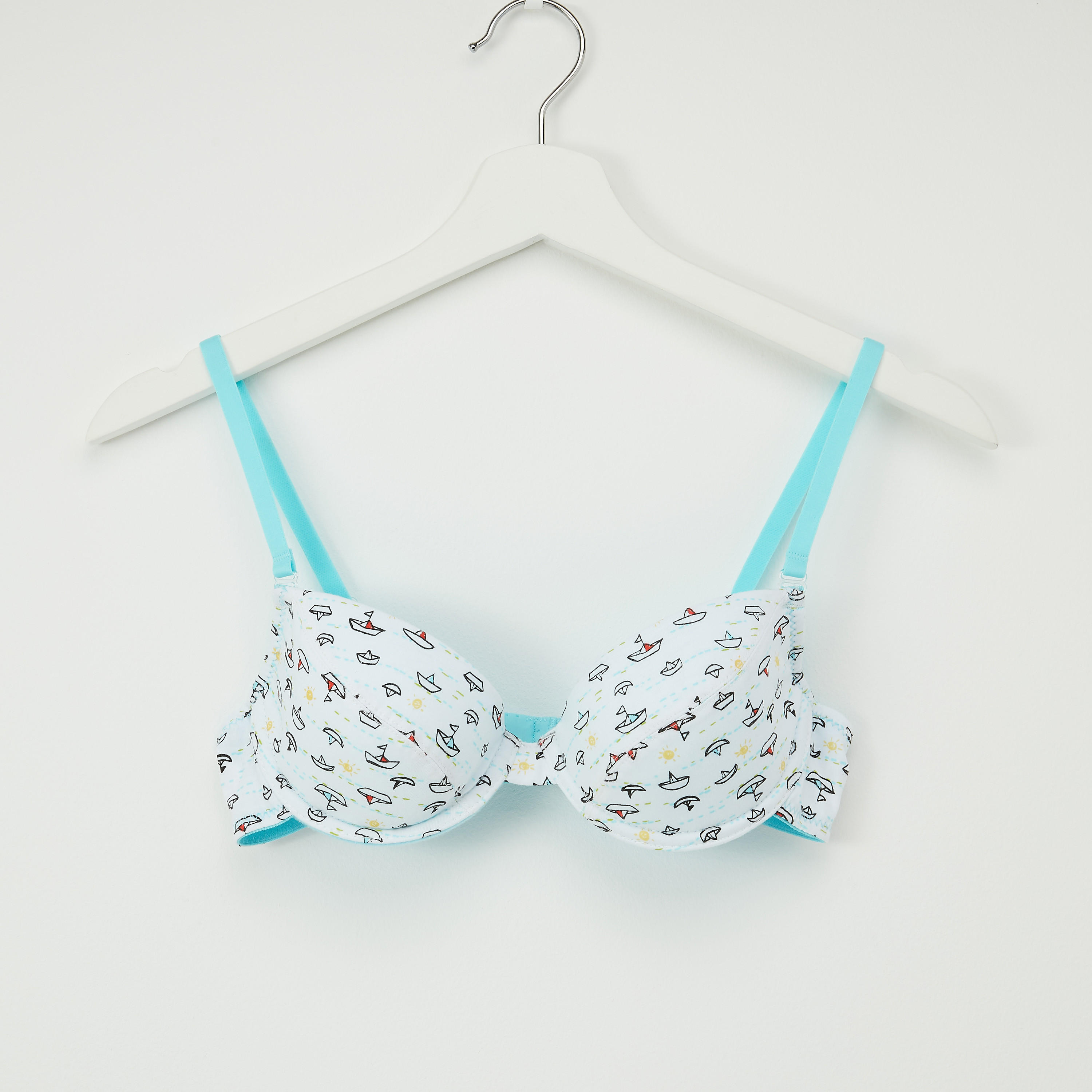 صدريّة تيشيرت مبطّنة بحمّالات قابلة للتعديل وطبعات - طقم من قطعتين-women-clothing-lingerie-bras-image-2