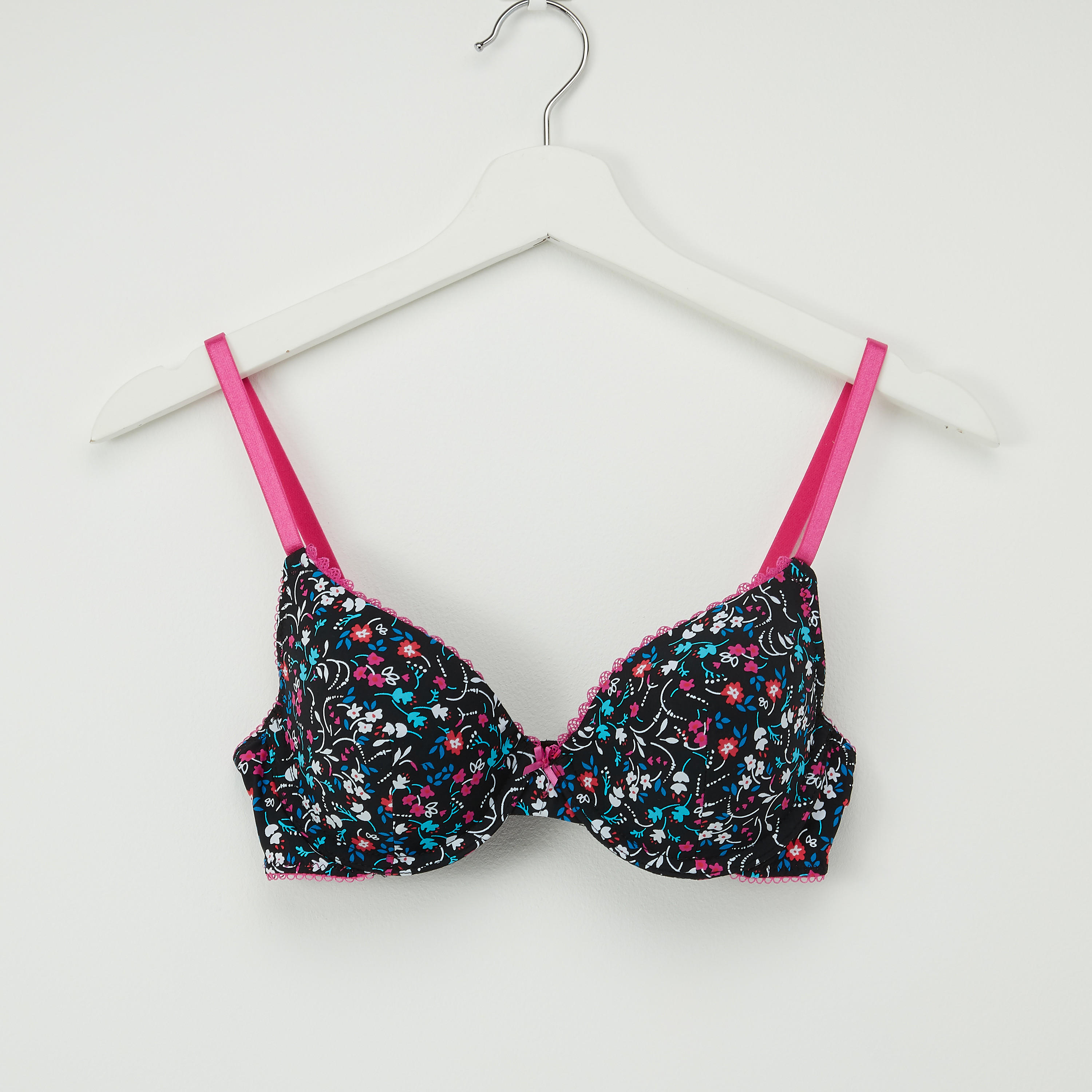 صدريّة تيشيرت ببطانة خفيفة وحمّالات قابلة للتعديل وطبعات زهرية-women-clothing-lingerie-bras-image-2