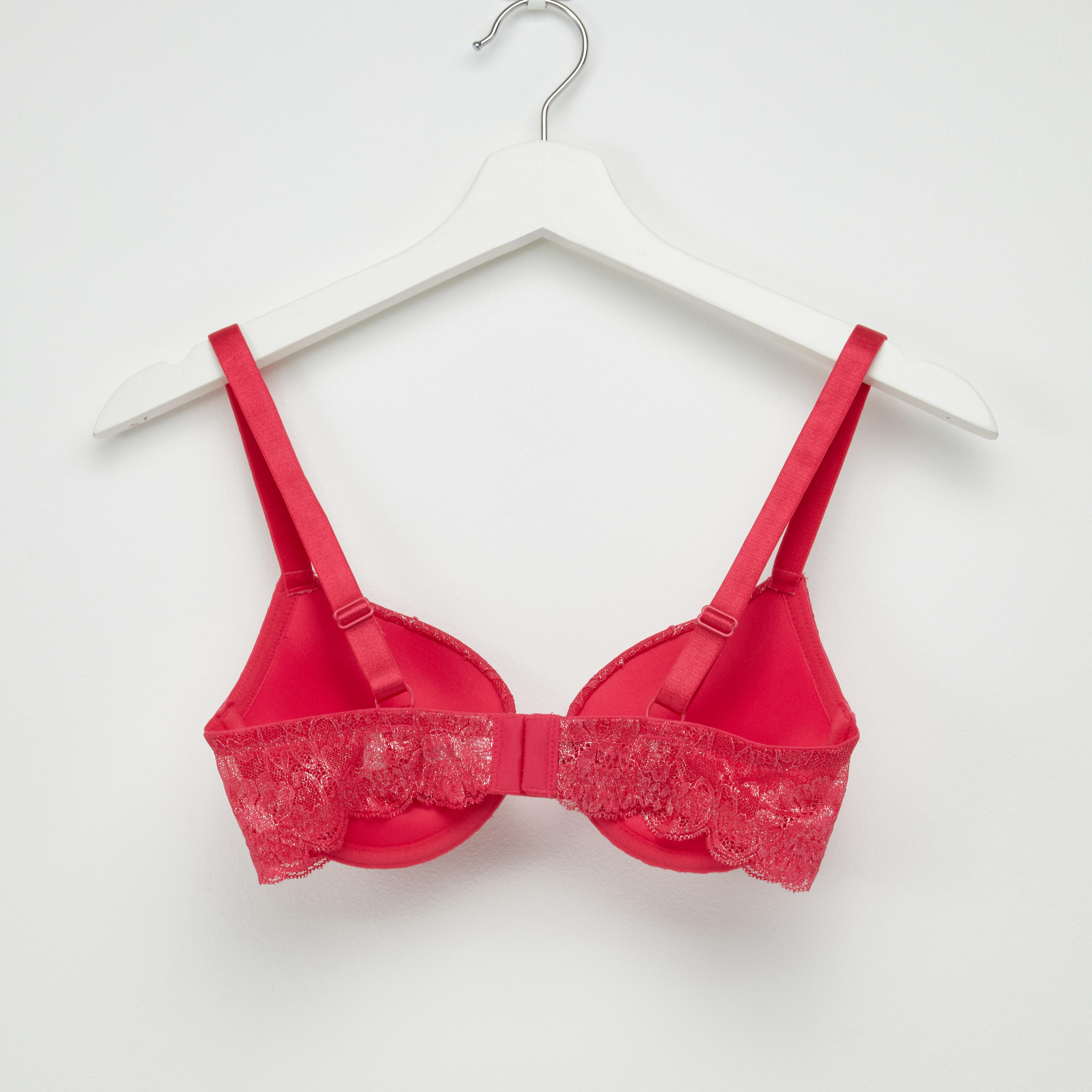 Lace Detail Padded Plunge Bra with Hook and Eye Closure-women-clothing-lingerie-bras-image-2