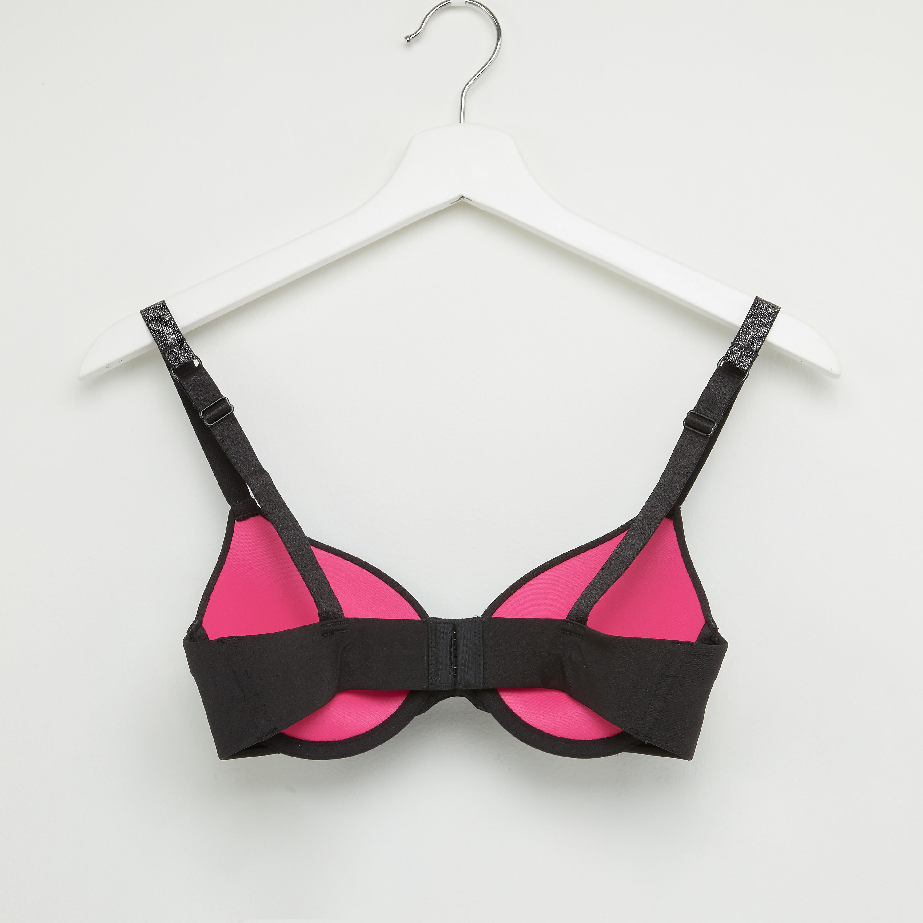 Studded Padded Plunge Bra with Hook and Eye Closure-women-clothing-lingerie-bras-image-2