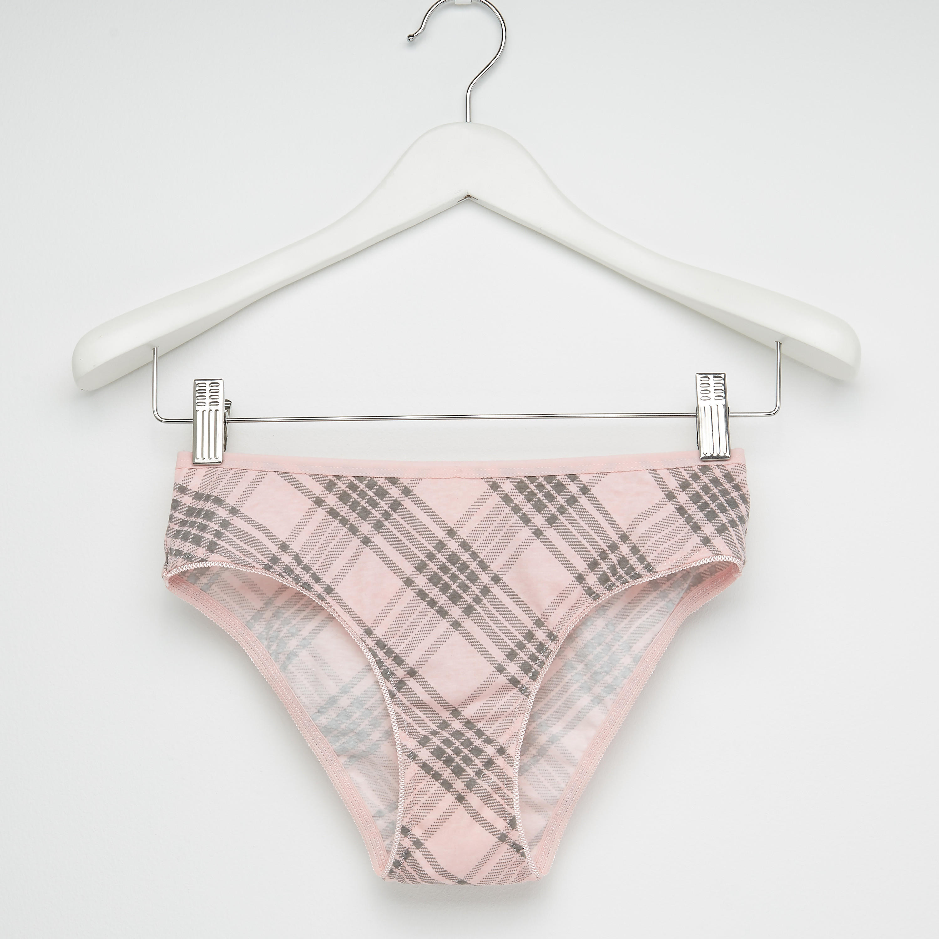 سراويل بيكيني كاروهات بخصر مطّاطي-women-clothing-lingerie-panties-image-1