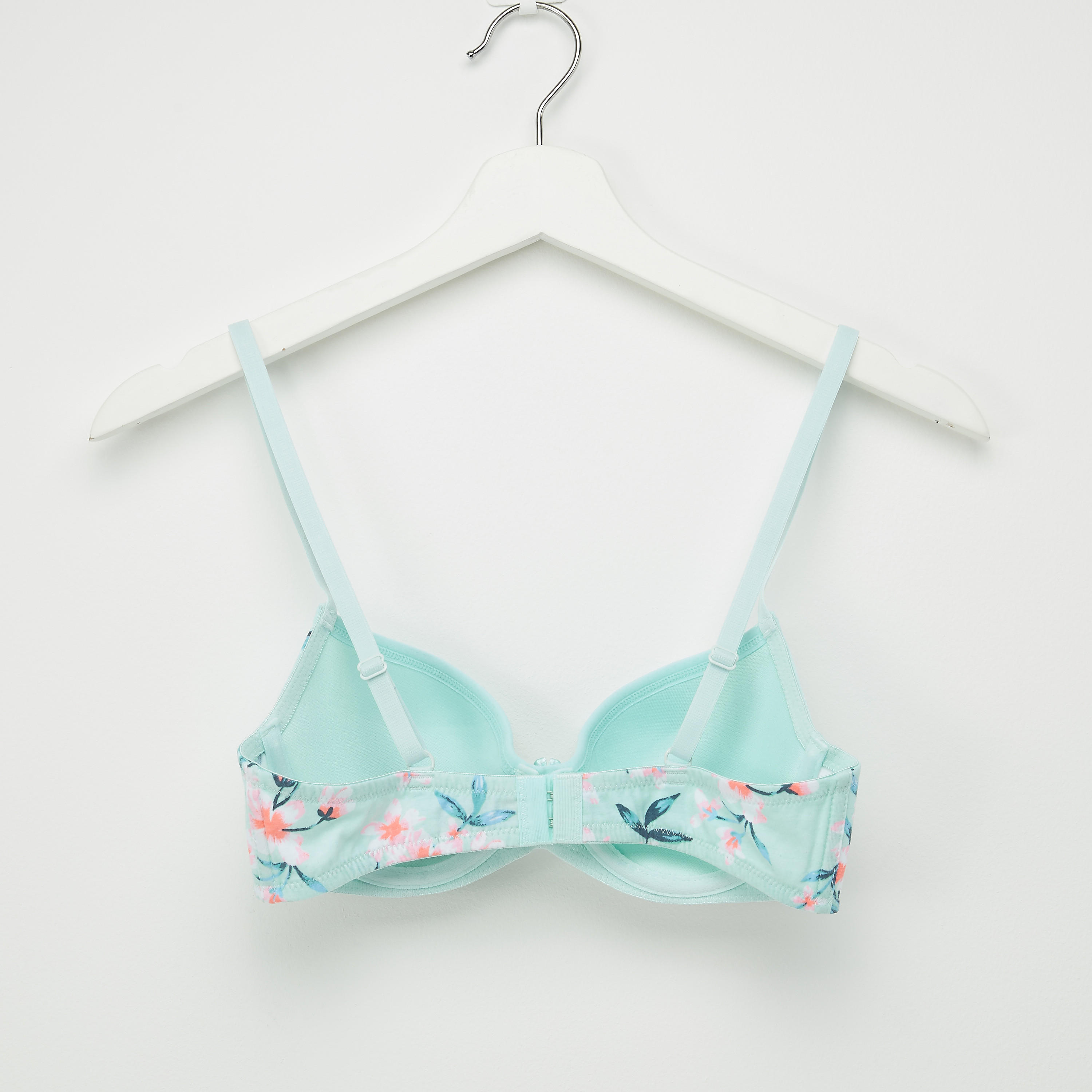 Floral Padded Plunge Bra with Adjustable Strap-women-clothing-lingerie-bras-image-2