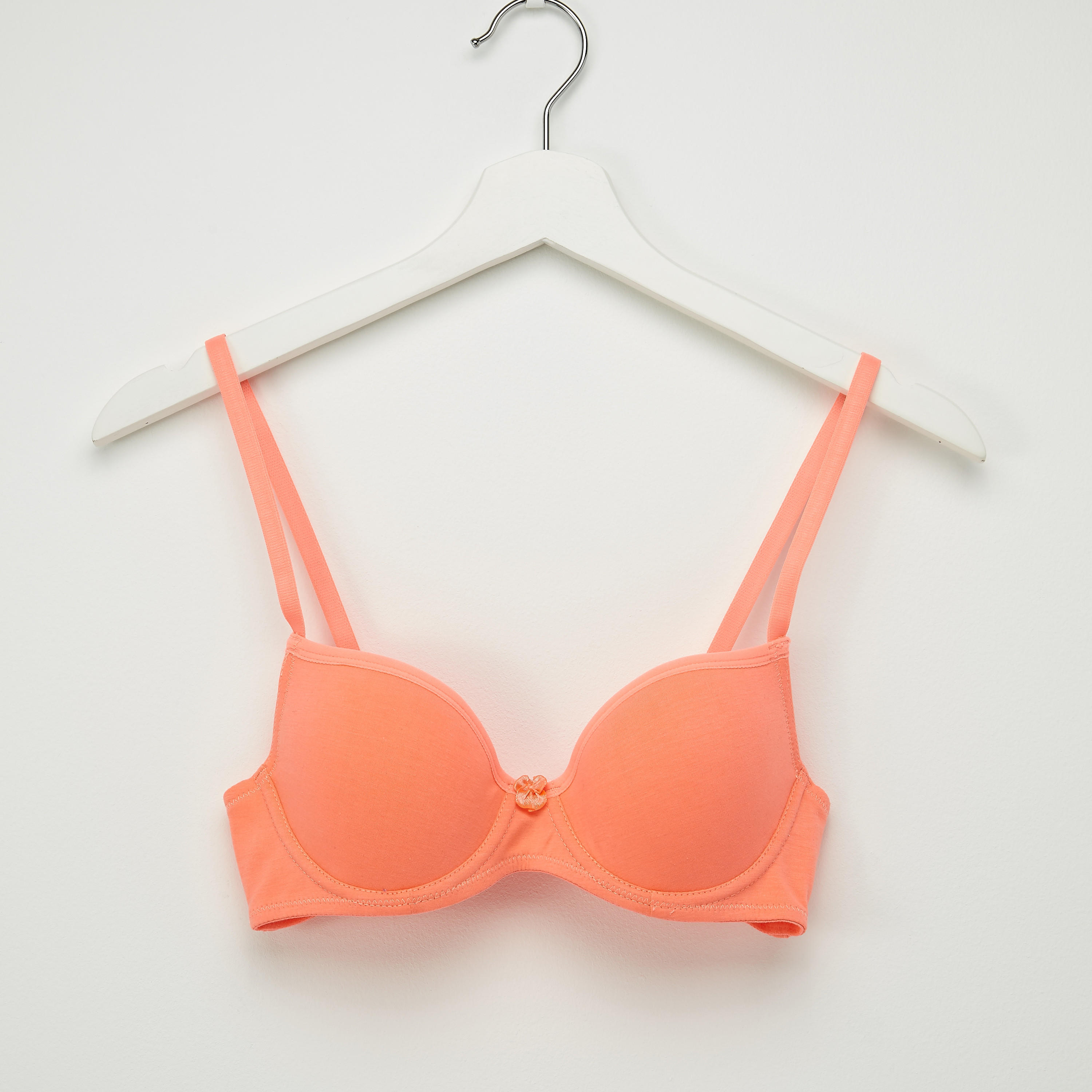 Padded Plunge Bra with Hook and Eye Closure-women-clothing-lingerie-bras-image-1