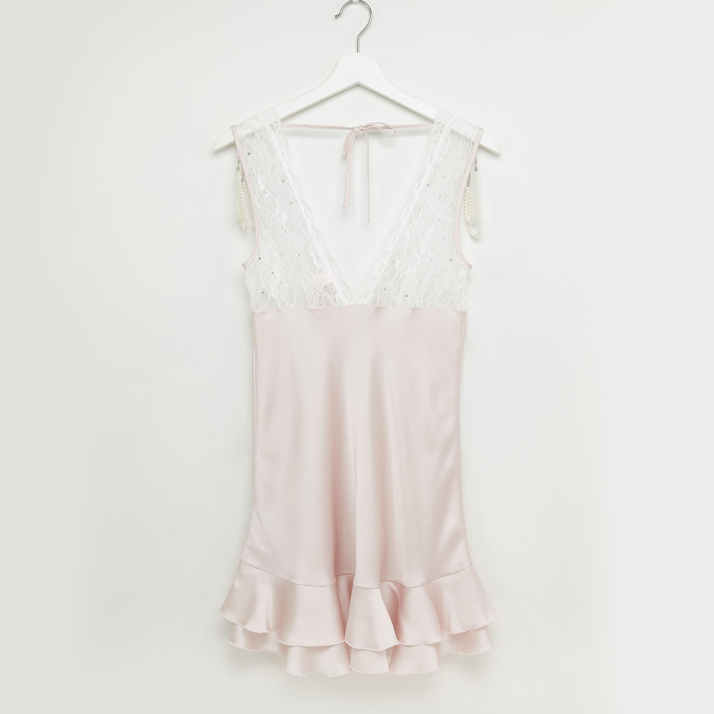 Bow Applique Halter Neck Sleep Dress with Thongs-women-clothing-nightwear-nighties-image-3