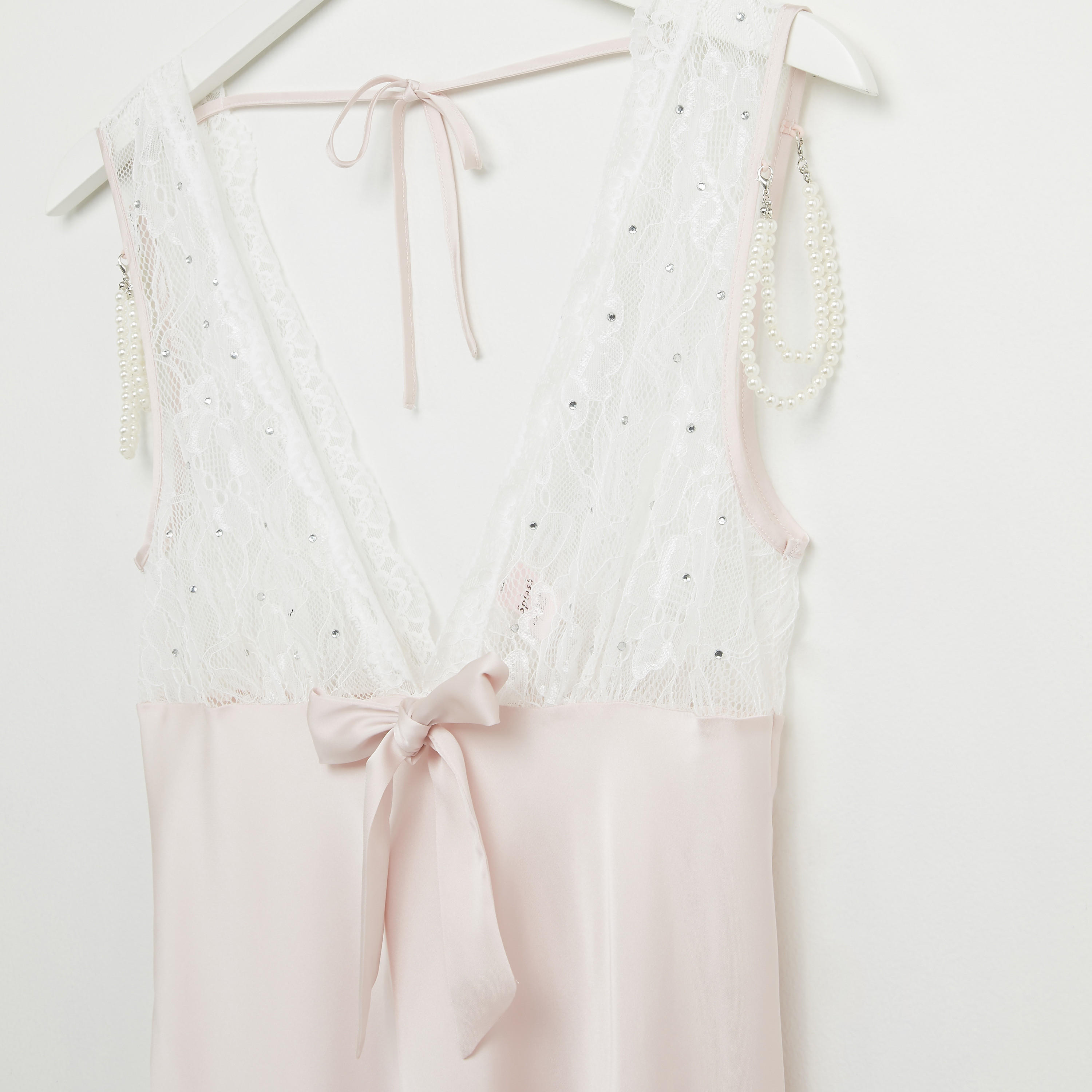 Bow Applique Halter Neck Sleep Dress with Thongs-women-clothing-nightwear-nighties-image-4