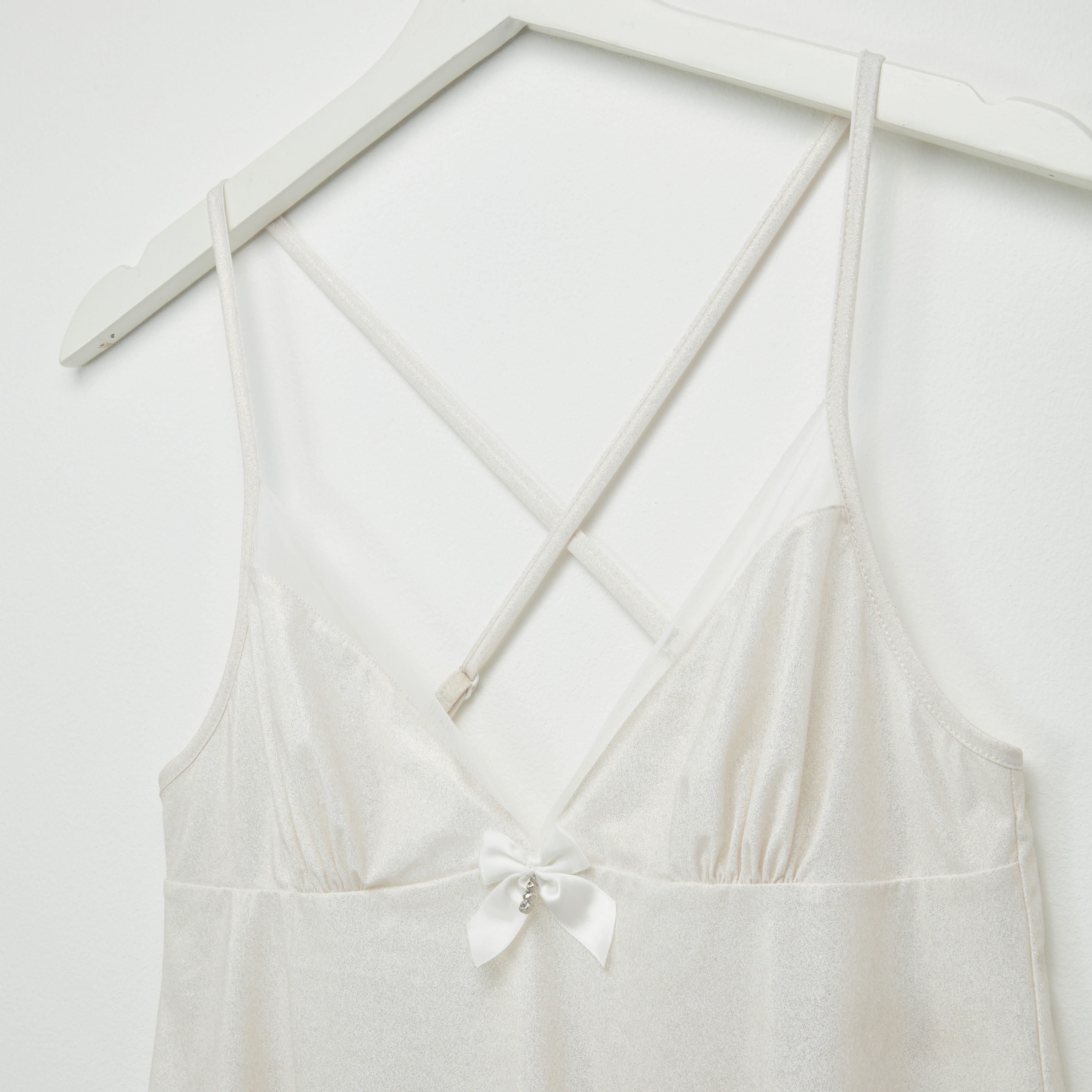 بيبي دول سادة بياقة V وفيونكة-women-clothing-lingerie-babydollsandbodysuits-image-2