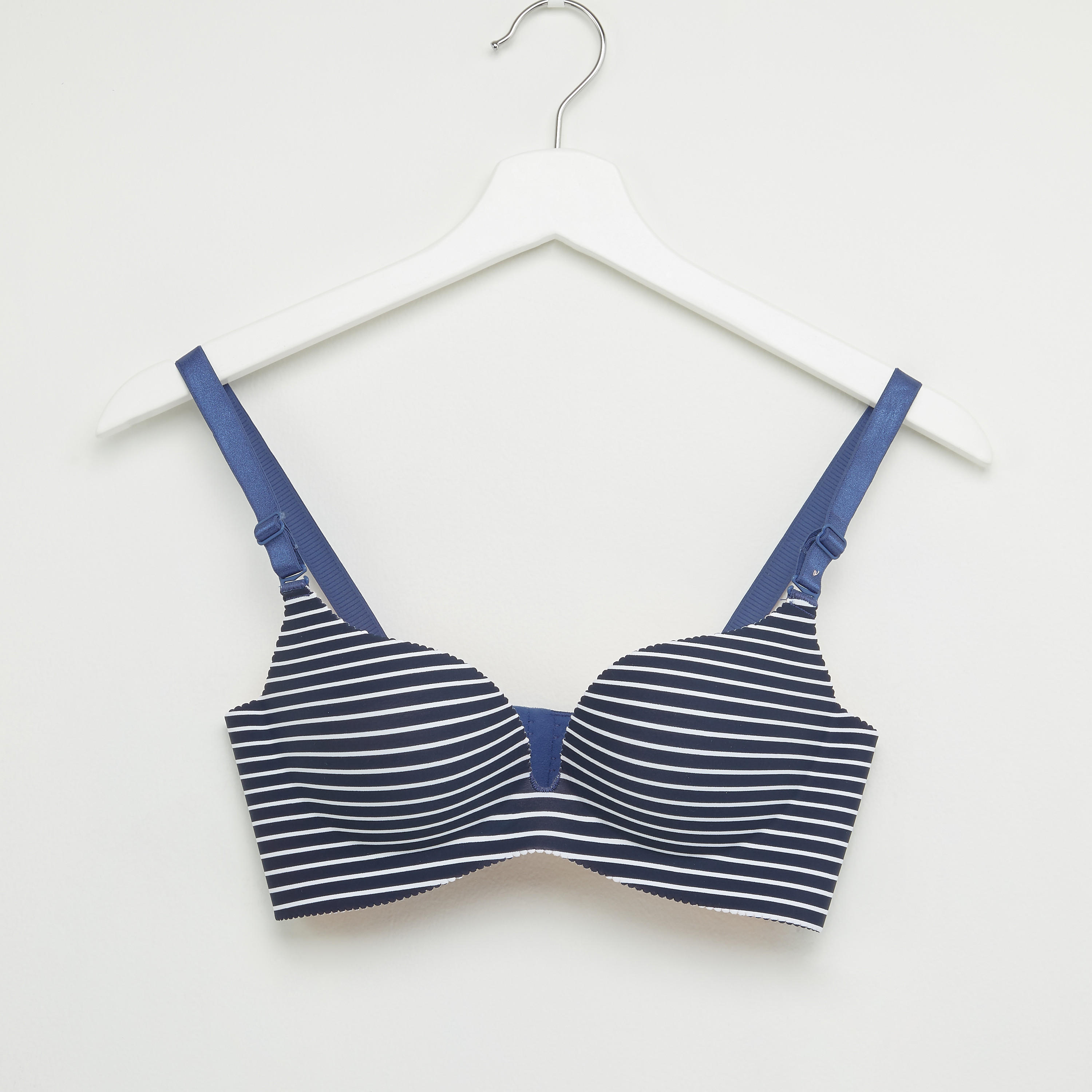 صدرية تيشيرت مقلّمة ببطانة خفيفة وخطّافة إغلاق-women-clothing-lingerie-bras-image-1