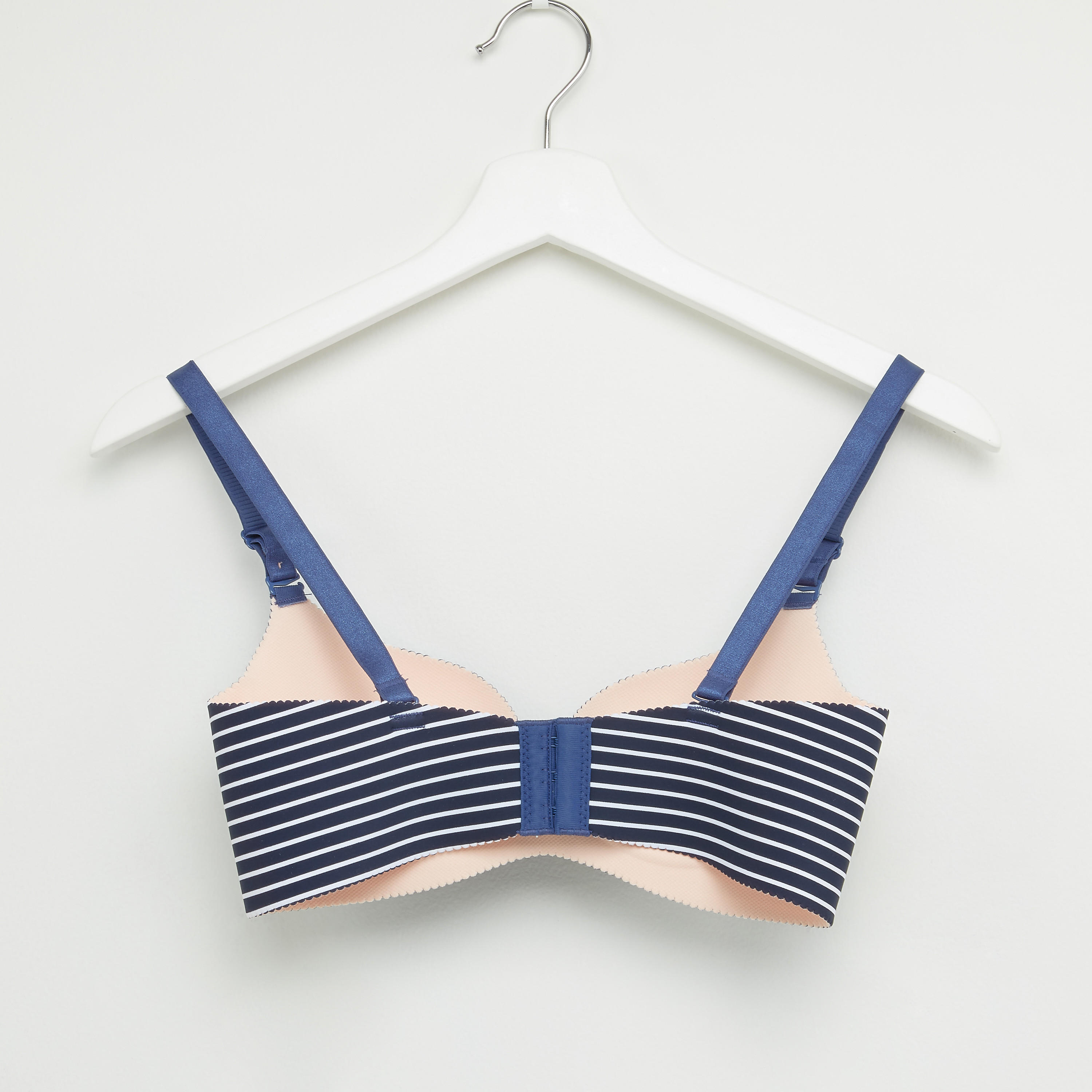 صدرية تيشيرت مقلّمة ببطانة خفيفة وخطّافة إغلاق-women-clothing-lingerie-bras-image-2