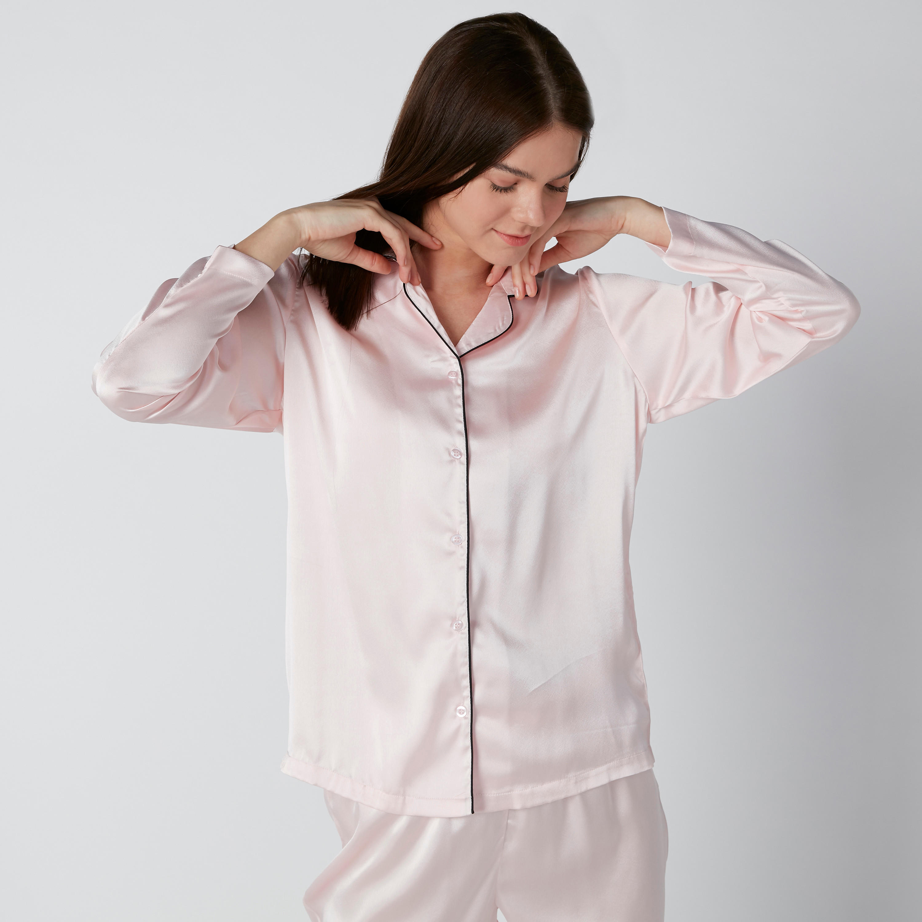 طقم بنطال بيجاما وقميص بدرزات-women-clothing-nightwear-pyjamas-longsets-image-3