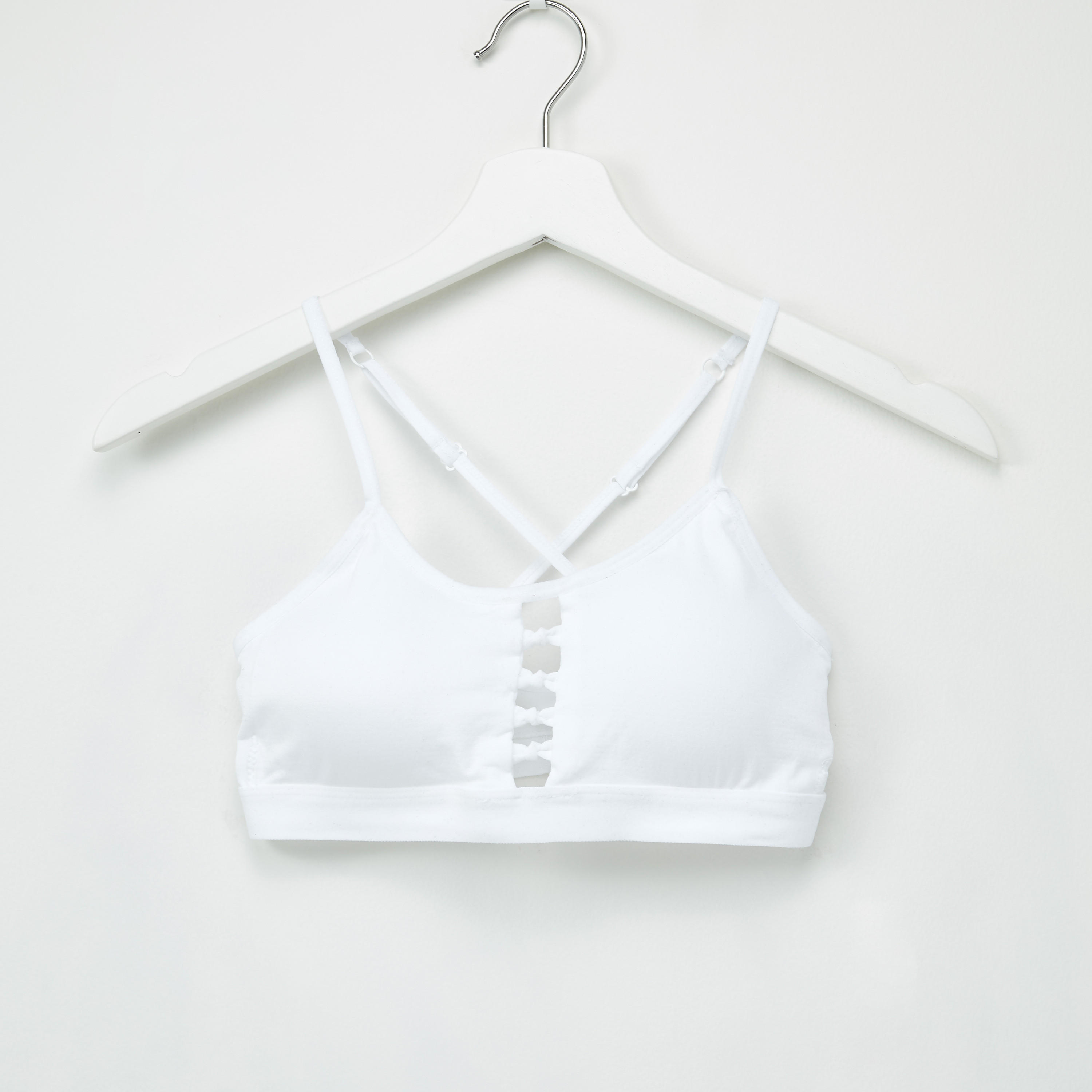 صدريّة تيشيرت بحمّالات متقاطعة وتفاصيل معقودة - طقم من قطعتين-women-clothing-lingerie-bras-image-2