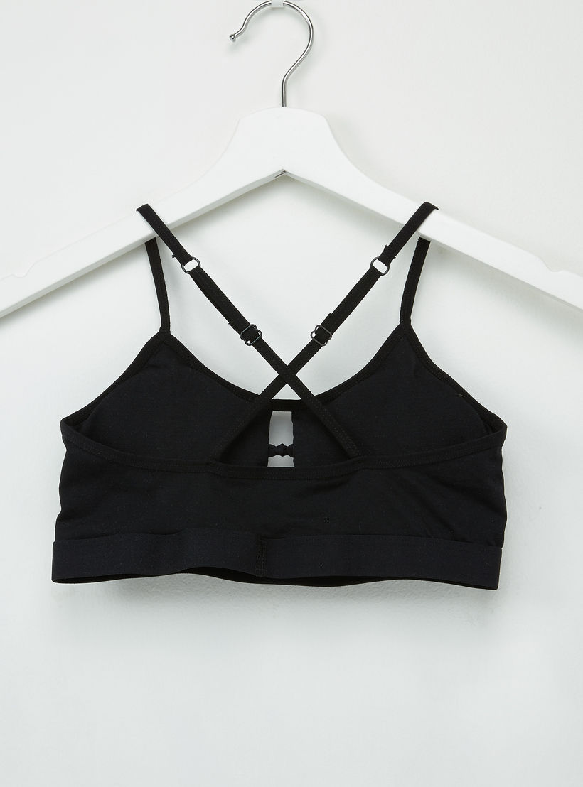 صدريّة تيشيرت بحمّالات متقاطعة وتفاصيل معقودة - طقم من قطعتين-women-clothing-lingerie-bras-image-5