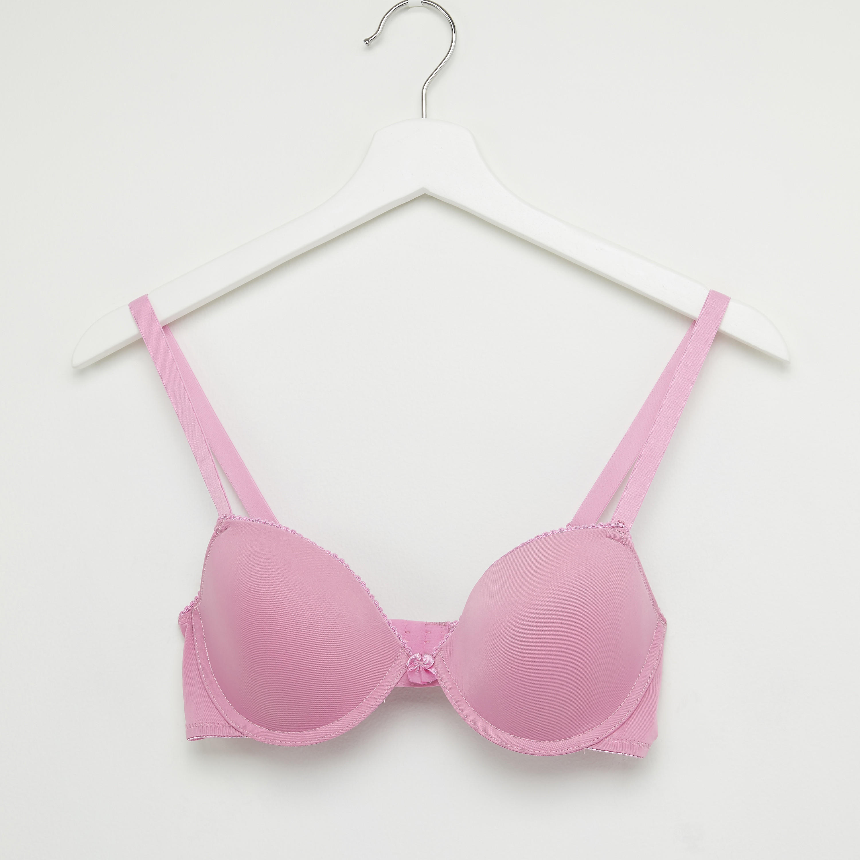Padded Plunge Bra with Hook and Eye Closure-women-clothing-lingerie-bras-image-1