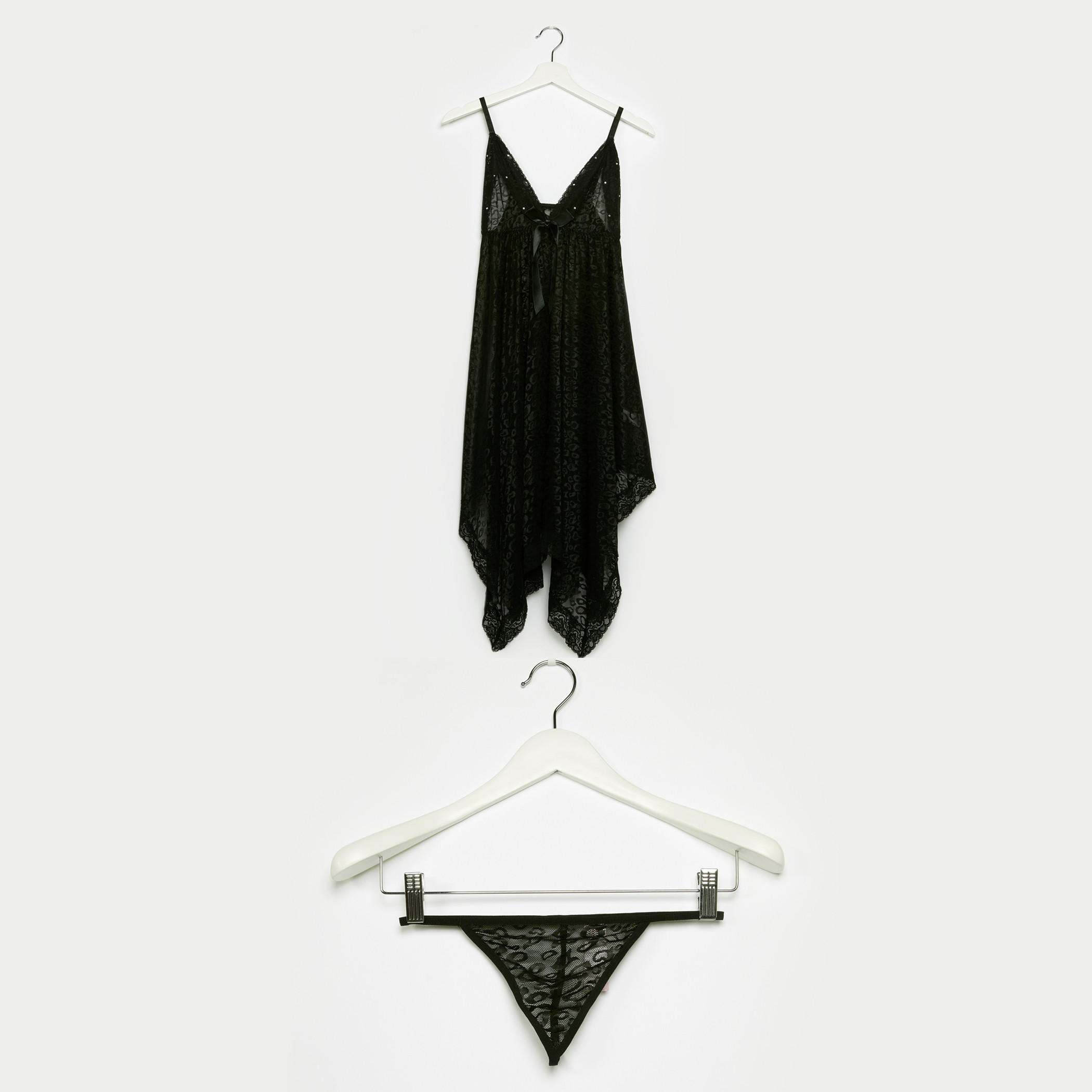 بيبي دول بياقة V مع ثونج-women-clothing-nightwear-pyjamas-longsets-image-1