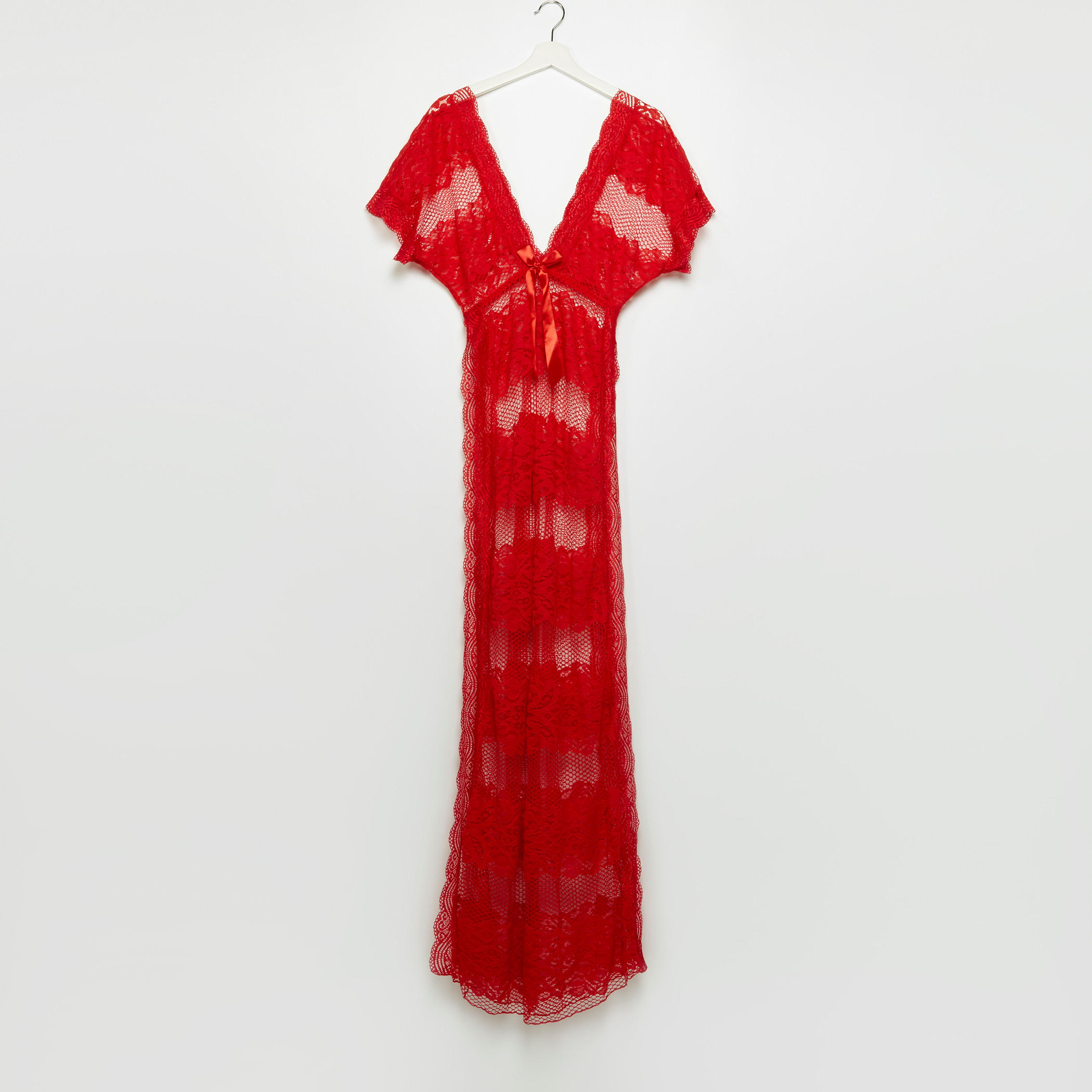 قميص نوم بياقة V وأكمام قصيرة مع ثونج-women-clothing-nightwear-nighties-image-2