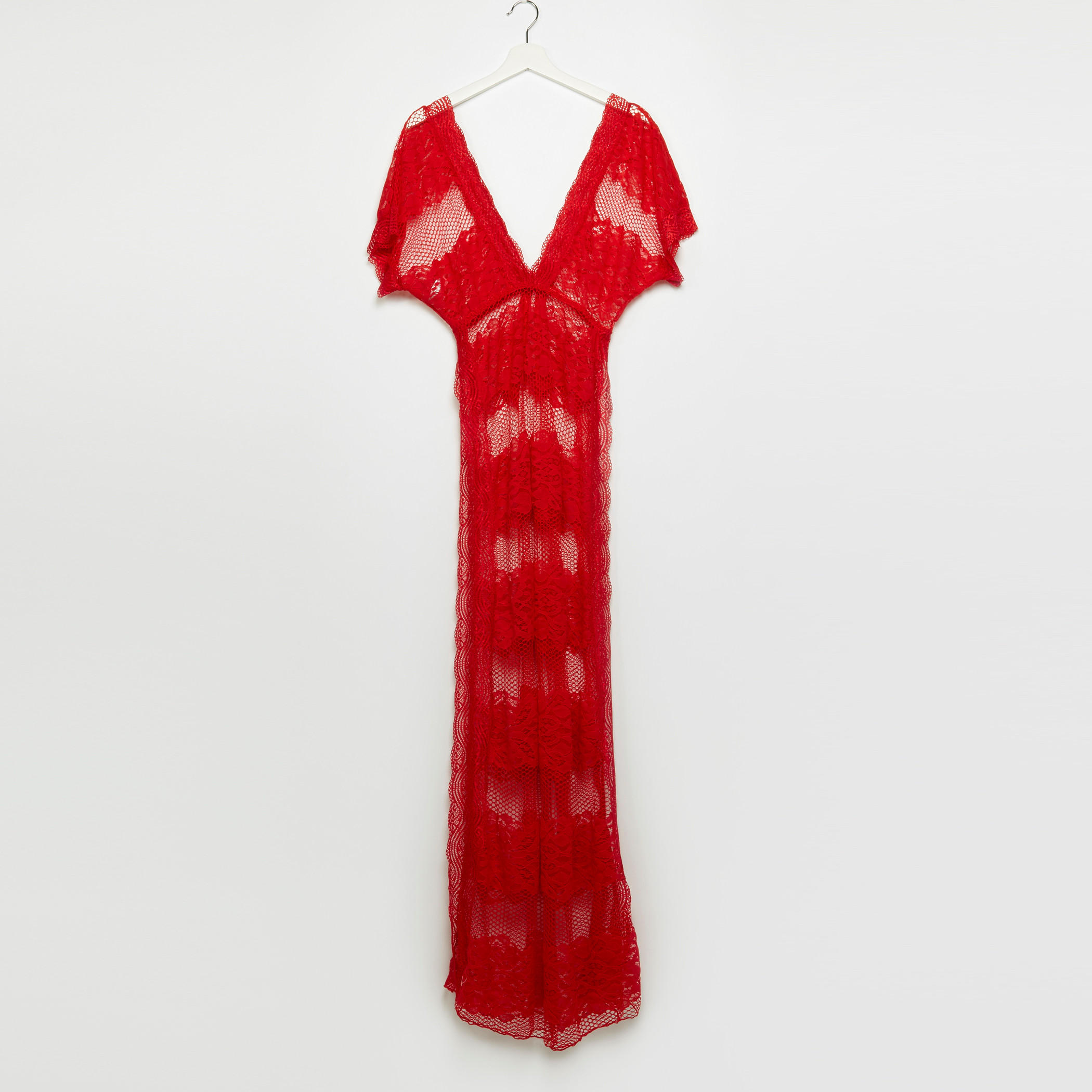 قميص نوم بياقة V وأكمام قصيرة مع ثونج-women-clothing-nightwear-nighties-image-4