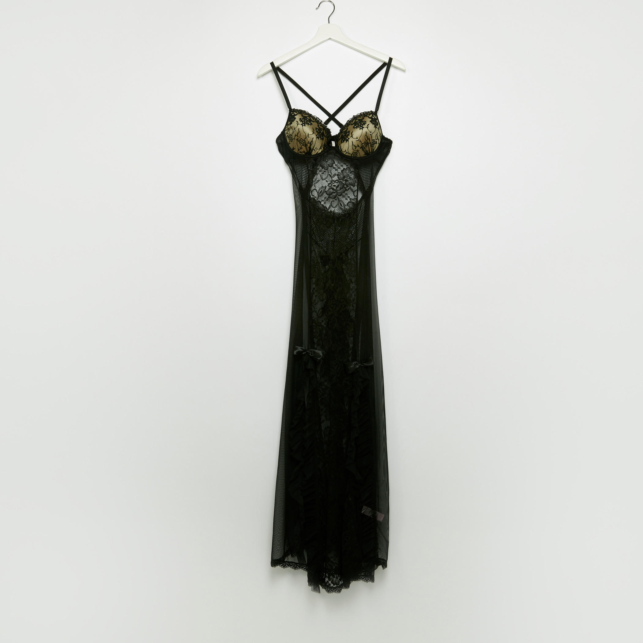 قميص نوم بحمّالة متقاطعة وفيونكة مع ثونج-women-clothing-nightwear-nighties-image-2