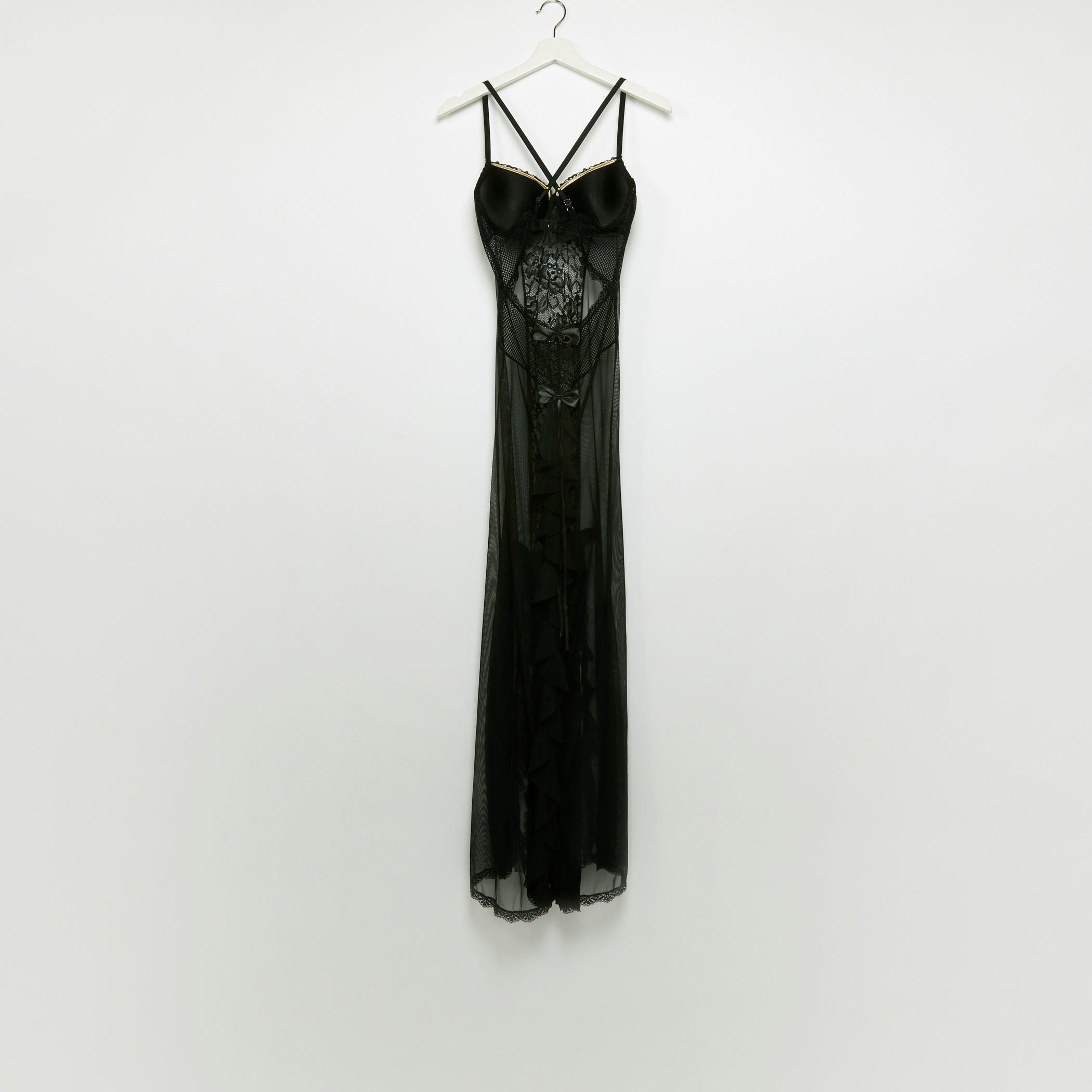 قميص نوم بحمّالة متقاطعة وفيونكة مع ثونج-women-clothing-nightwear-nighties-image-4