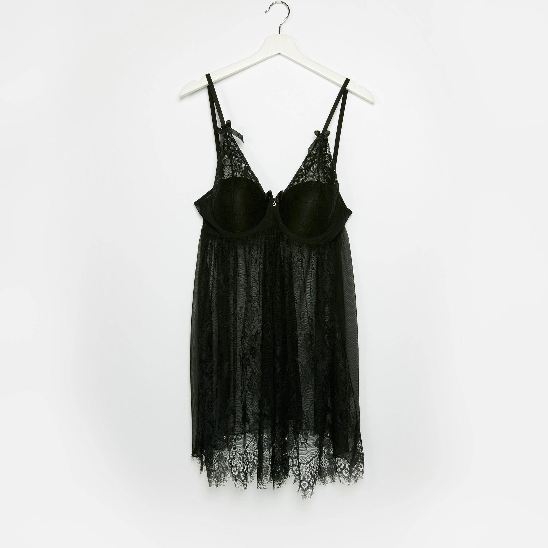 بيبي دول دانتيل بياقة V مع ثونج-women-clothing-nightwear-pyjamas-longsets-image-2