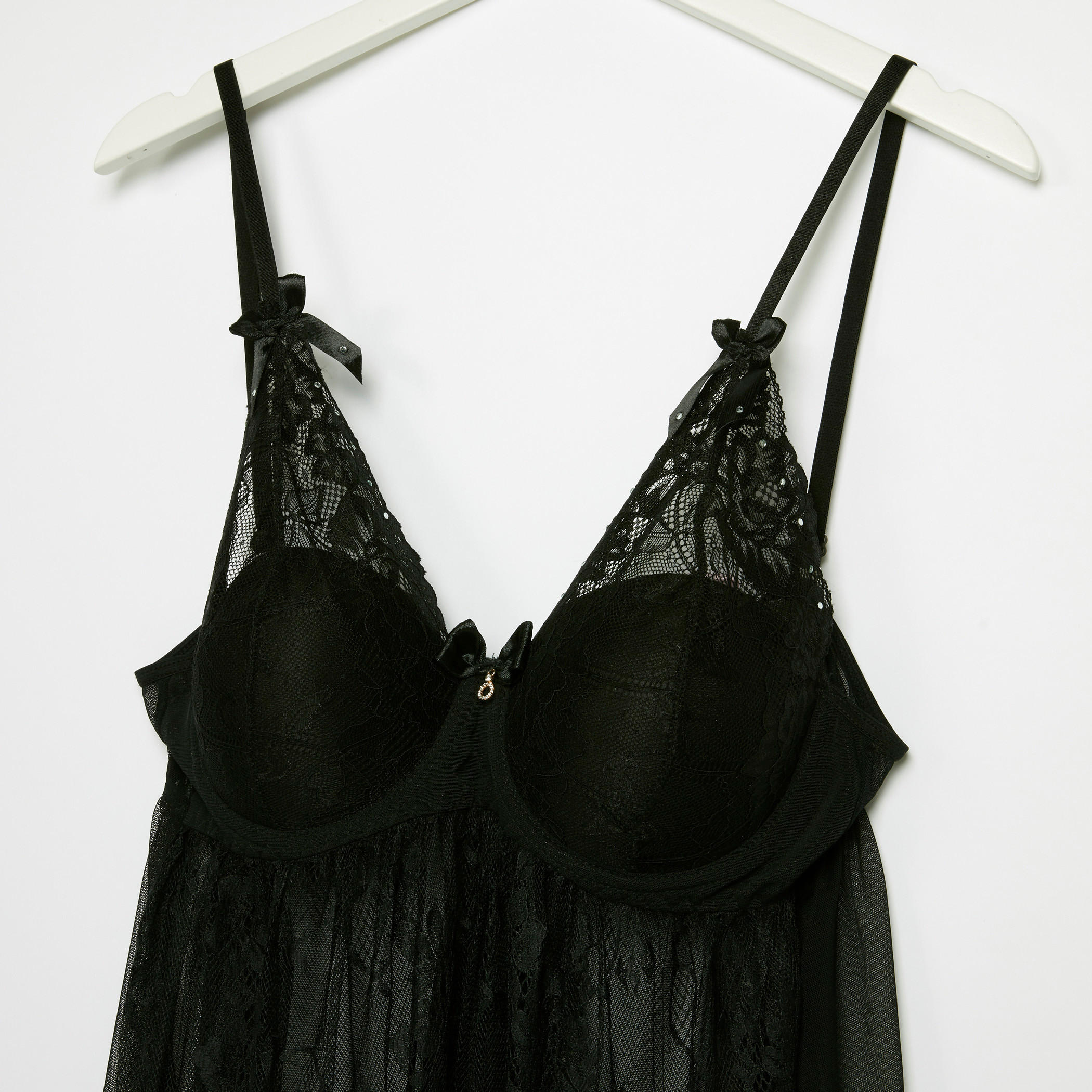 بيبي دول دانتيل بياقة V مع ثونج-women-clothing-nightwear-pyjamas-longsets-image-3