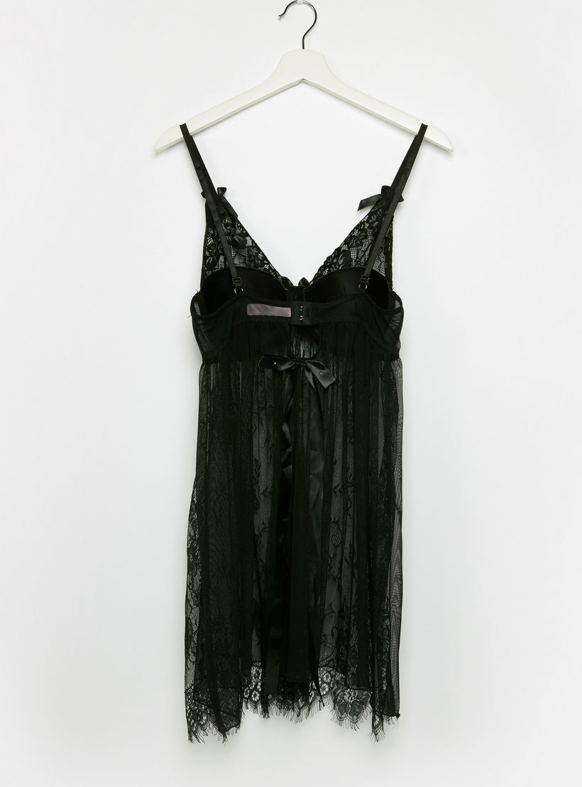 بيبي دول دانتيل بياقة V مع ثونج-women-clothing-nightwear-pyjamas-longsets-image-4