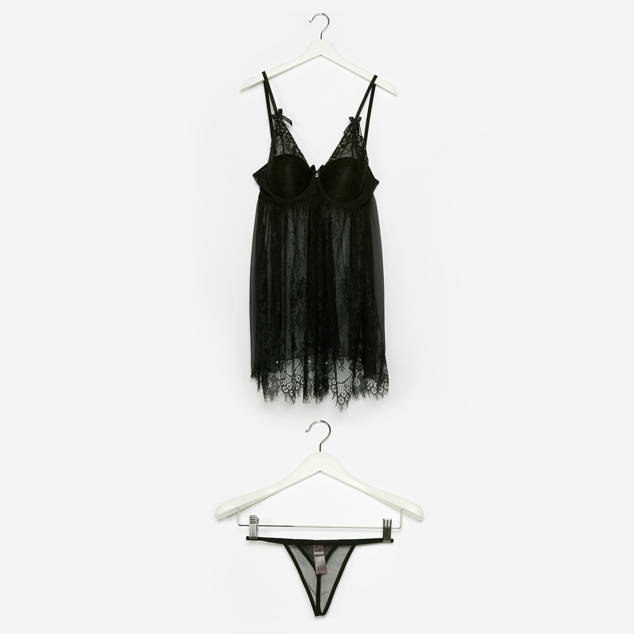 بيبي دول دانتيل بياقة V مع ثونج-women-clothing-nightwear-pyjamas-longsets-image-1