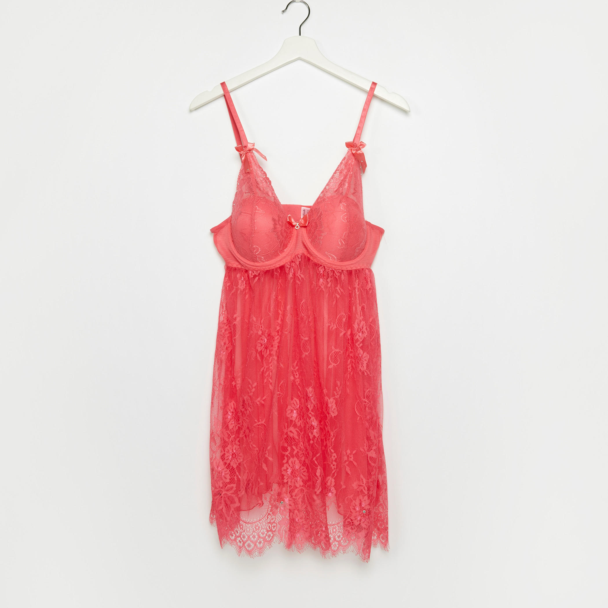 بيبي دول بياقة V وتفاصيل دانتيل مع ثونج-women-clothing-nightwear-pyjamas-longsets-image-2