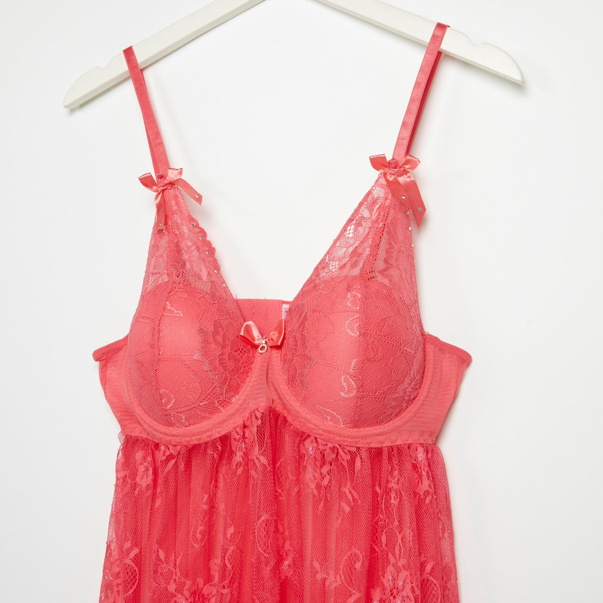 بيبي دول بياقة V وتفاصيل دانتيل مع ثونج-women-clothing-nightwear-pyjamas-longsets-image-3